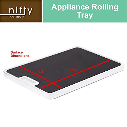 Nifty Medium Appliance Rolling Tray - White | Kitchen Counter Organizer with Non-Slip Pad & Integrated Wheels | Perfect for Coffee Maker, Stand Mixer, Blender, Toaster | Ideal for Small Kitchens & Home Baking Stations