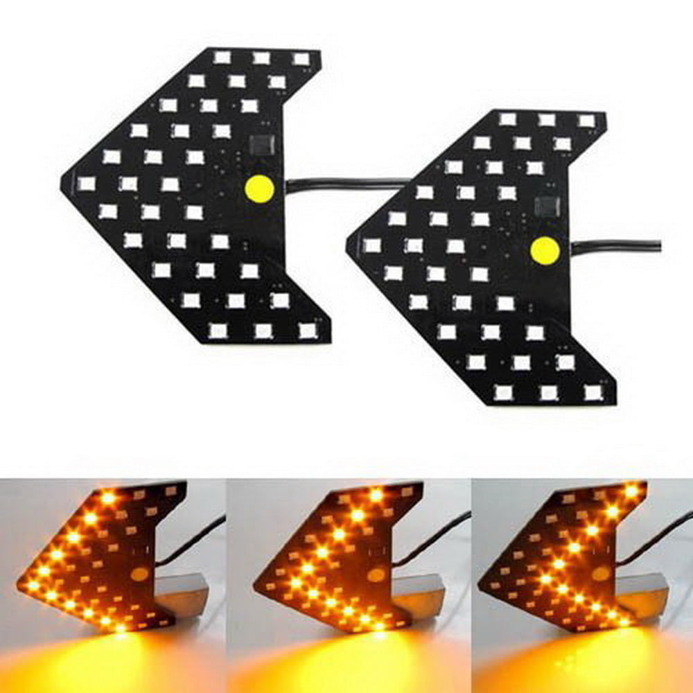 2 Pack Amber 33 SMD Sequential LED Arrow Turn Signal Lights for Car Side Mirrors - Easy Installation, Enhanced Visibility & Safety for Night Driving and Bad Weather