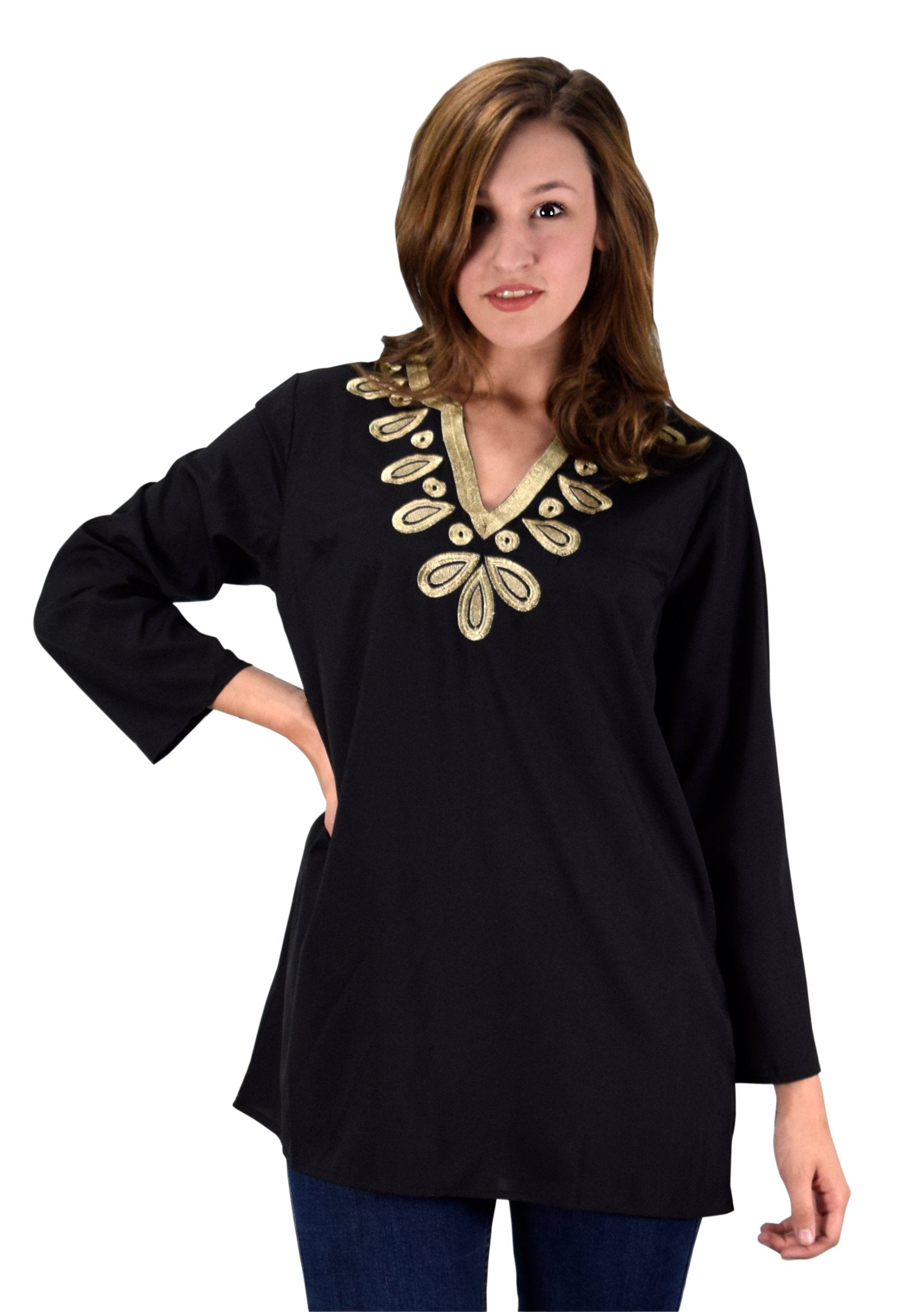 Boho Embroidered Beach Cover Up Tunic for Women - Summer Floral Swimwear & Swim Dress - Perfect for Poolside, Beach Vacations & Resort Wear