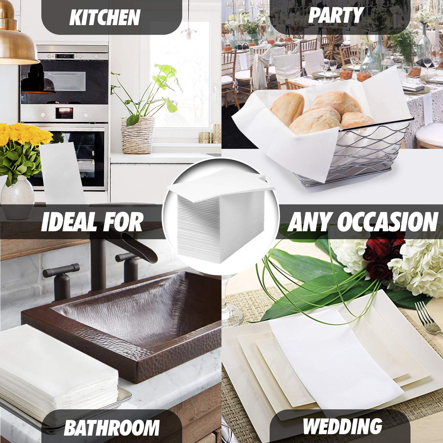 Premium 1000-Pack Ultra Soft Cloth-Like Paper Towels | Disposable Hand & Face Towels for Bathroom, Guest Use, Washcloths & Dinner Napkins | Made in USA, White | Perfect for Home, Office, Restaurants & Hotels