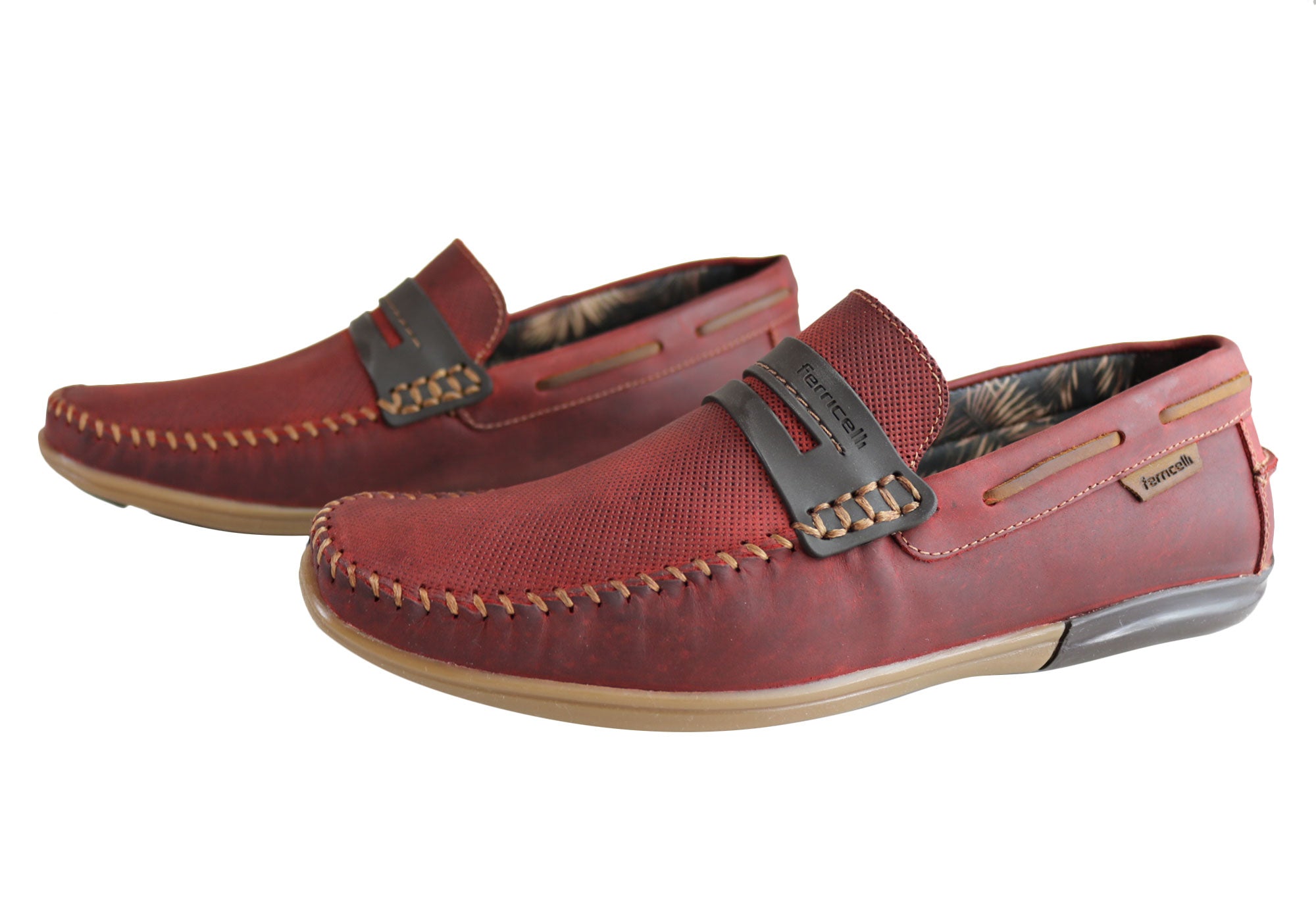 Ferricelli Mitchell Men's Genuine Leather Casual Loafers - Handcrafted in Brazil - Comfortable Slip-On Shoes for Work, Travel & Everyday Wear