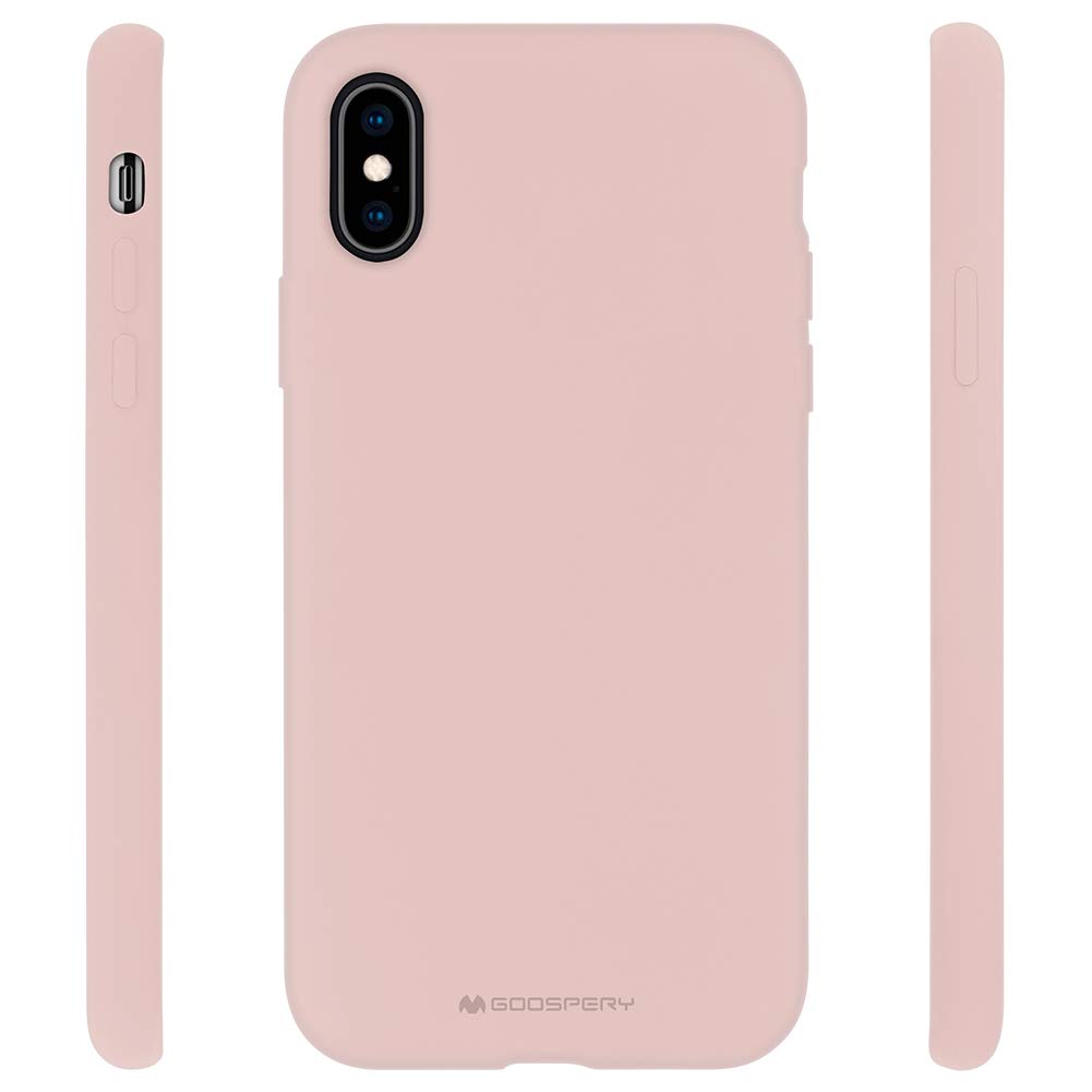 GOOSPERY Liquid Silicone Case for Apple iPhone Xs & iPhone X (5.8 Inch) - Soft Jelly Rubber Bumper with Microfiber Lining - Pink Sand - Protective & Stylish Cover for Everyday Use & Travel