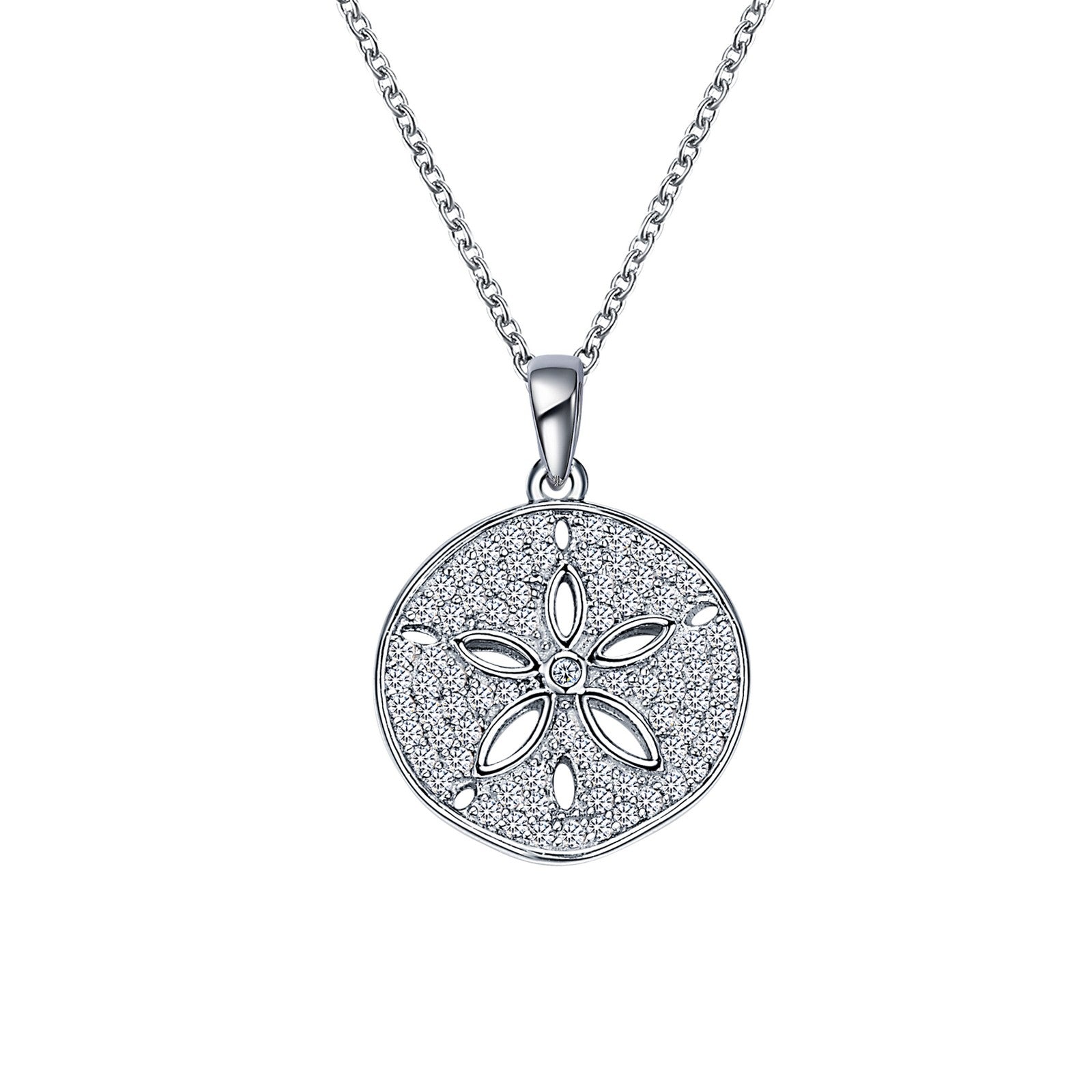 0.99 CTW Sand Dollar Necklace - Sterling Silver Pendant with Genuine Sand Dollar Charm - Perfect for Beach Lovers, Boho Jewelry & Gift Ideas