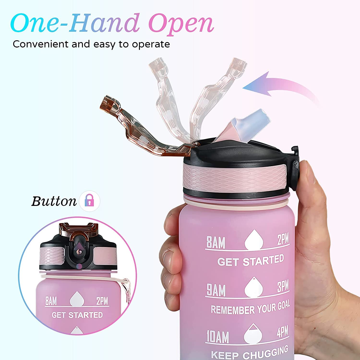 1L Motivational Water Bottle with Time Marker - BPA Free & Non-Toxic Sports Bottle for Gym, Office & Outdoor Activities - Stay Hydrated for Fitness, Work & Hiking