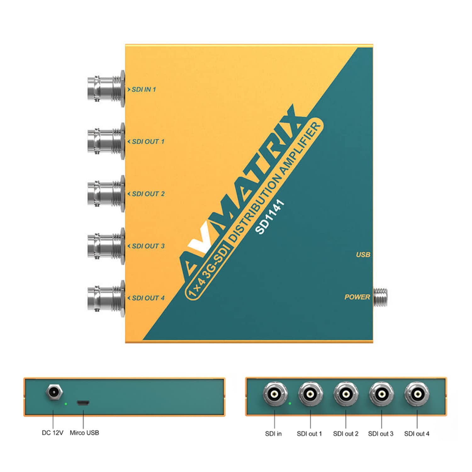 AVMATRIX SDI Splitter 1×4 Distribution Amplifier - 3G/HD/SD Supported, Re-clocking & Signal Equalization for 1080p@60Hz (Model SD1141) | Perfect for Live Broadcasting, Video Production & Professional AV Setups