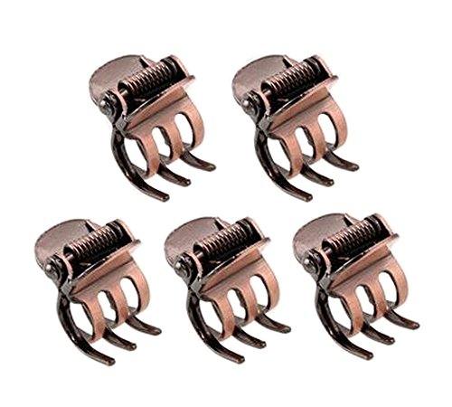 5pcs Retro Mini Claw Hair Clips - Red Copper for Women's Hairstyling