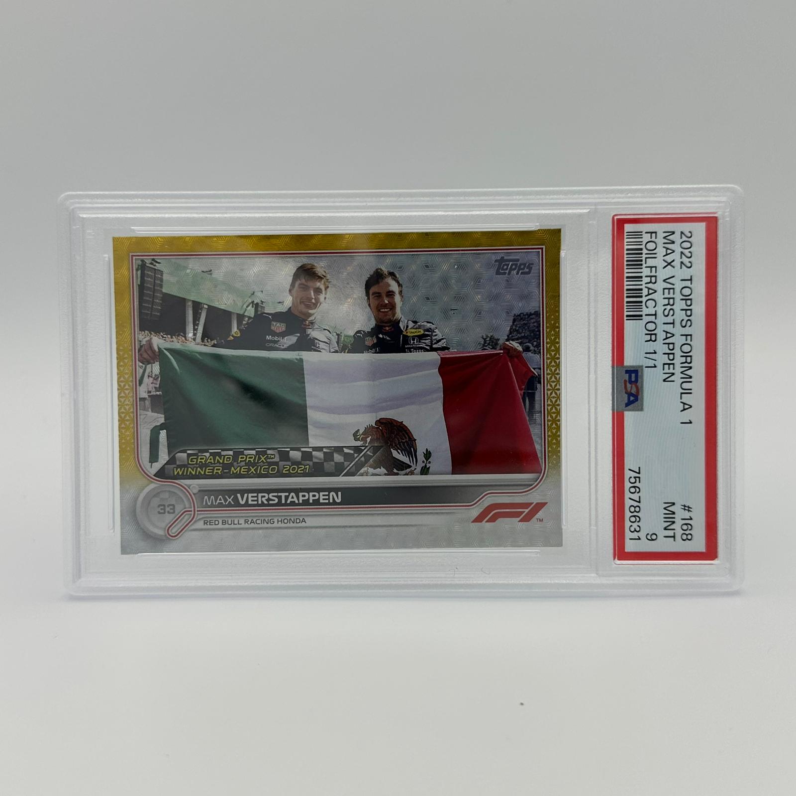 PSA 9 1/1 Max Verstappen Grand Prix Winners #168 Foilfractor Trading Card - Rare Collectible for F1 Fans, Sports Memorabilia Enthusiasts & Card Investors (Perfect for Display, Gifts or Portfolio)
