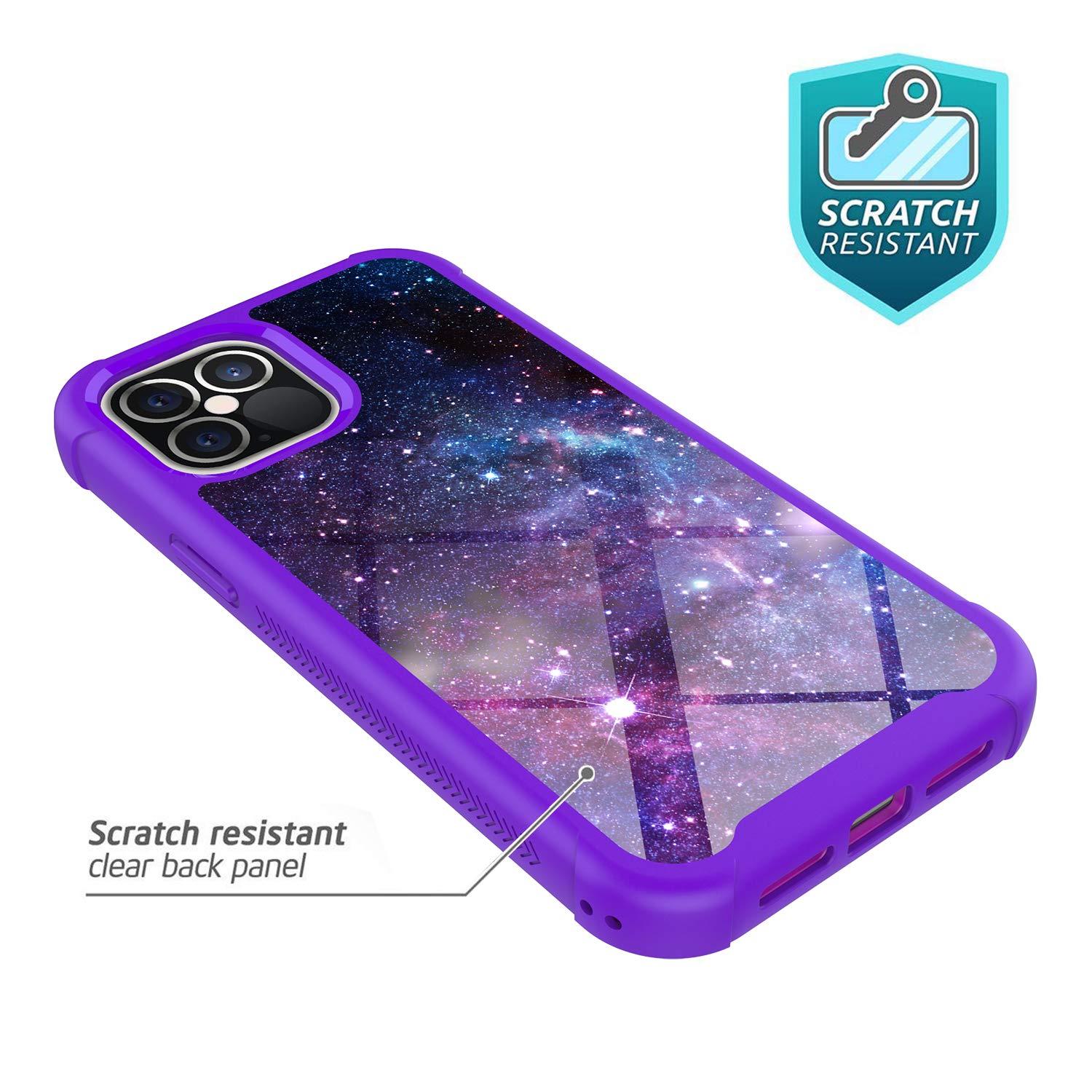 iPhone 12 Pro Case (6.1-Inch) - Rosebono Hybrid IMD Design, Anti-Scratch, Fashion Cute Silicone Cover with Graphic Print - Perfect for Daily Use, Travel & Outdoor Protection (Stardust Color)