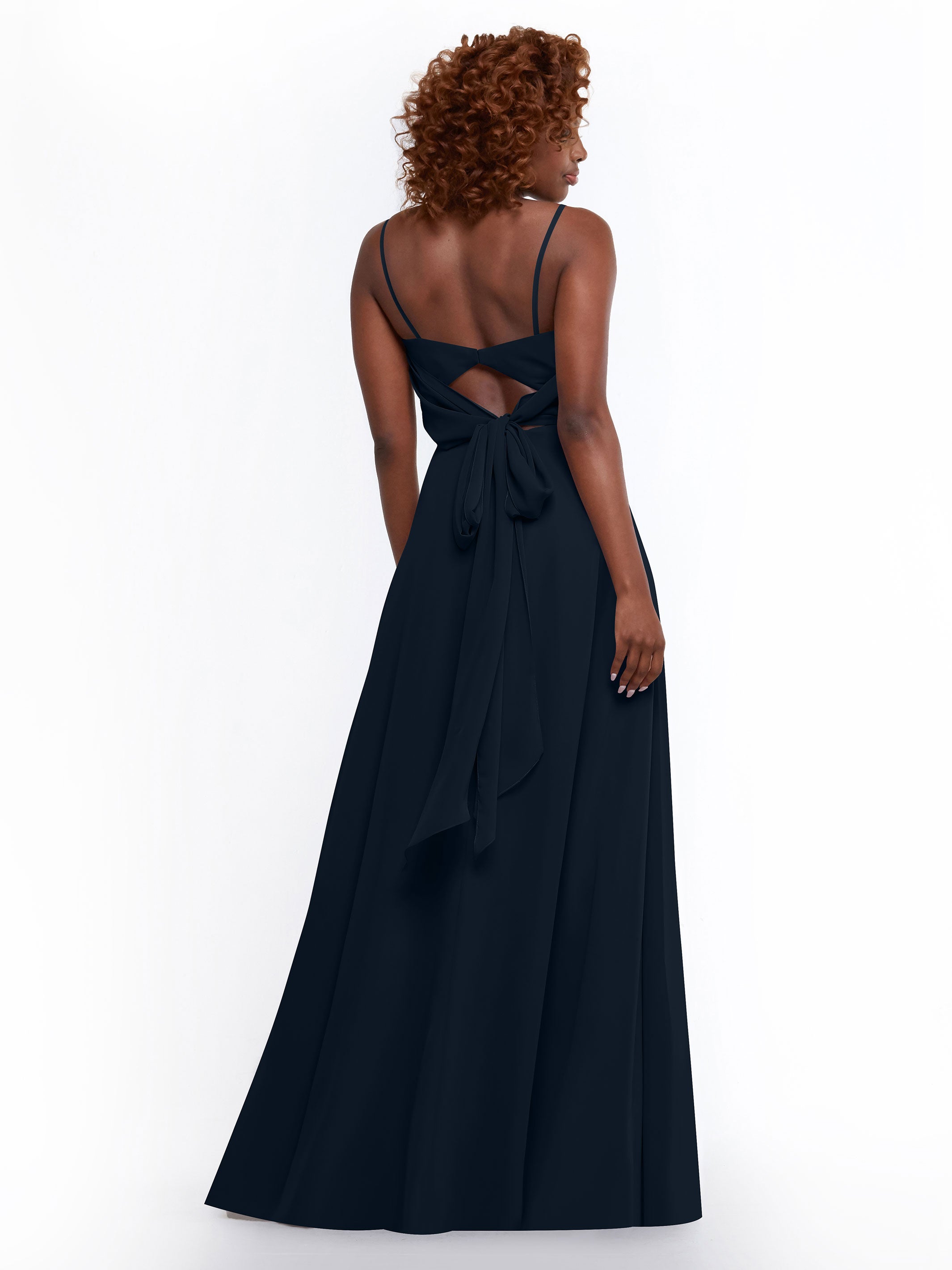 Elegant A-Line Bridesmaid Dress with Flowy Chiffon Skirt and Thigh Slit - Perfect for Weddings, Formal Events & Special Occasions