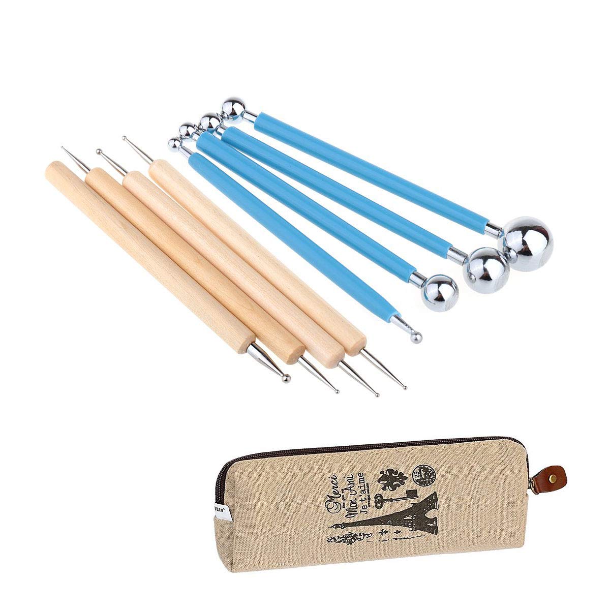 Mandala Dotting Tools Set - 8pcs Paper Flower & Clay Sculpting Tools for Rock Painting & Pottery