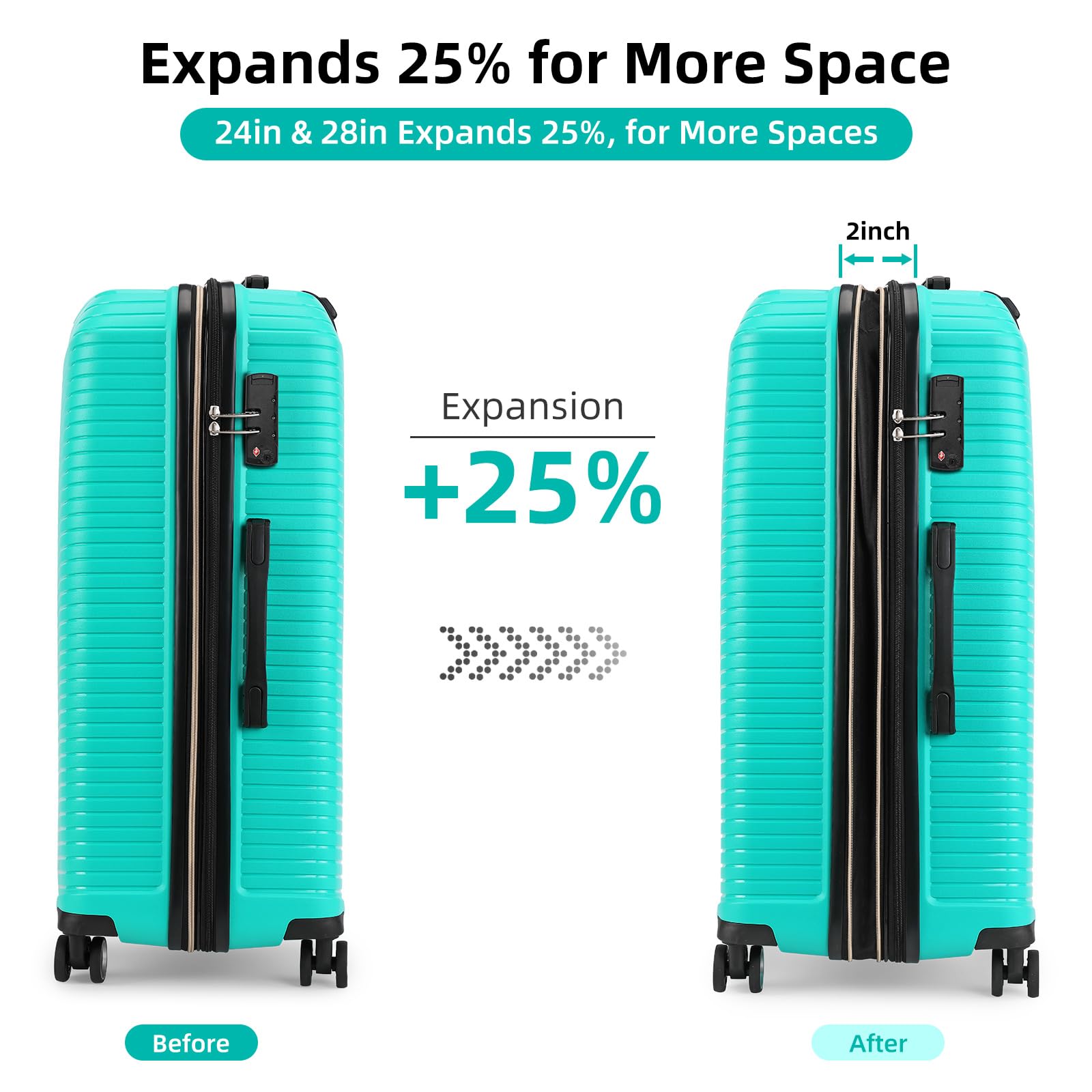 LEAVES KING 5-Piece Expandable Luggage Set with Spinner Wheels - 24