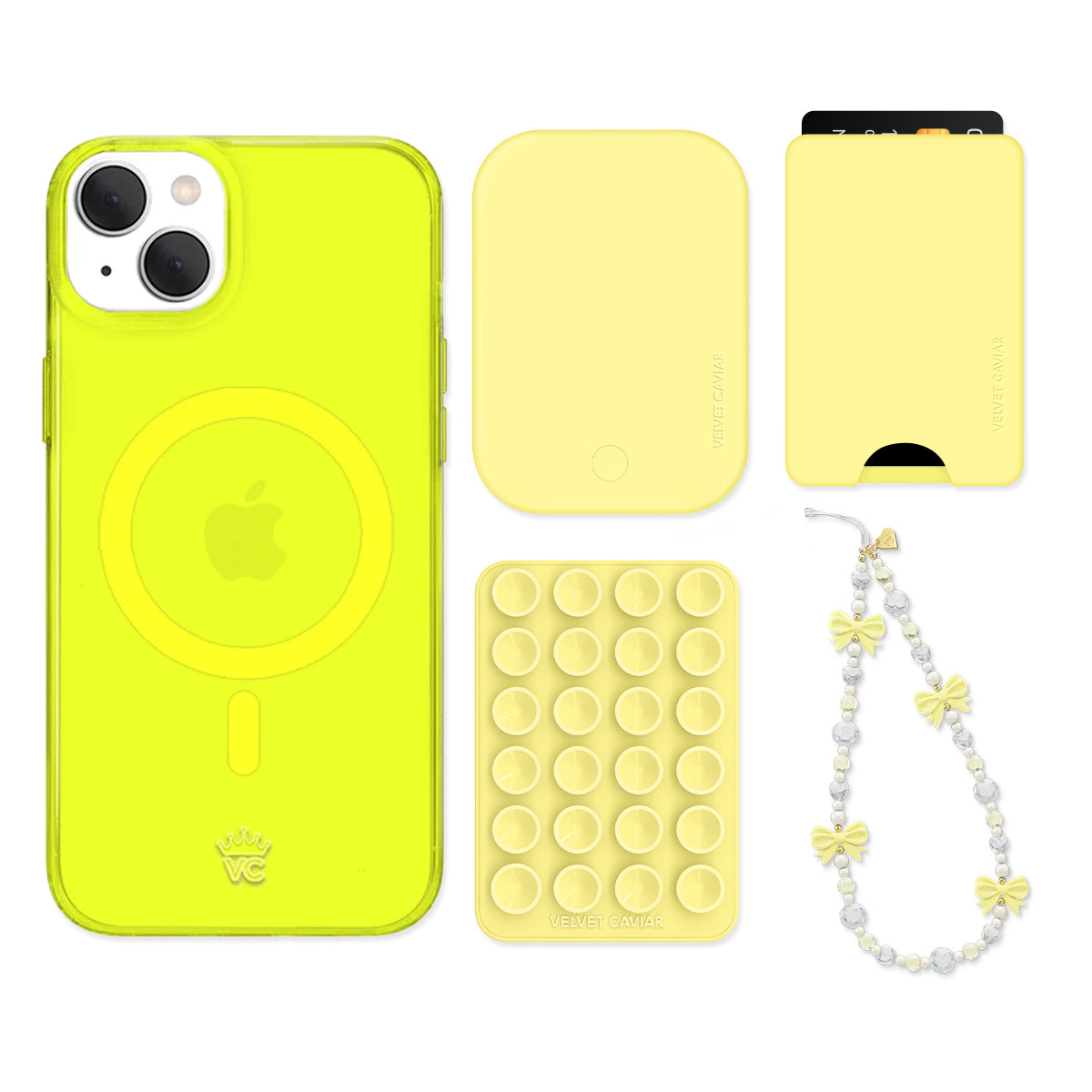 Neon Yellow iPhone Case with Wallet Holder - Stylish & Protective Phone Accessory for Everyday Use, Travel, and Outdoors