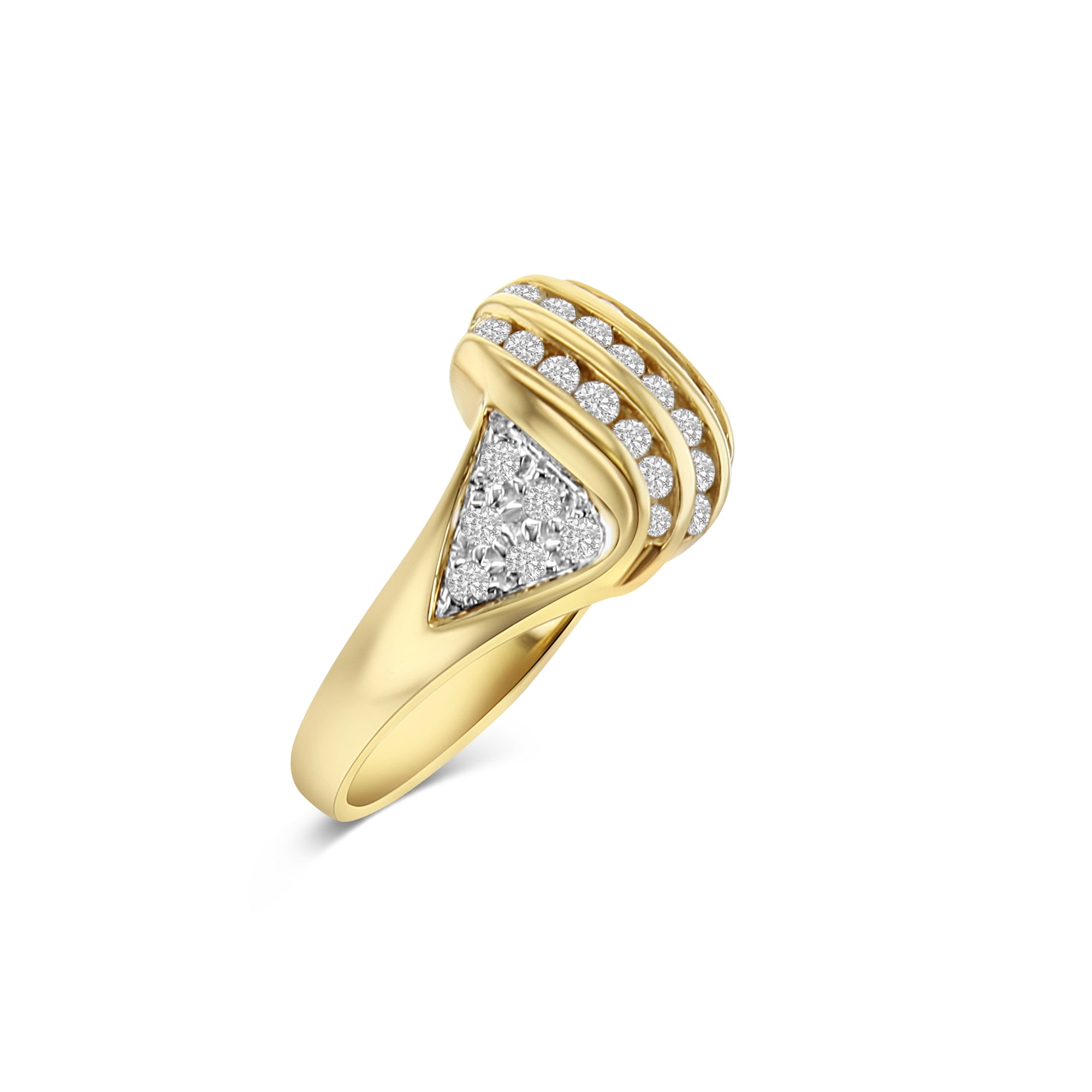 14K Yellow Gold Diagonal Diamond Cluster Wedding Band – Elegant Bridal Ring for Engagement, Anniversary & Special Occasions