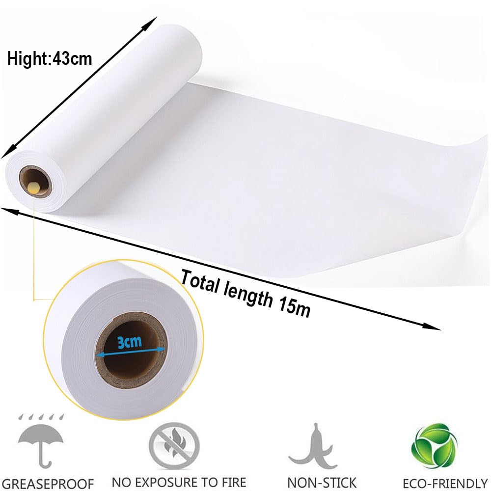 2-Pack White Drawing Paper Roll - 43cm x 15m Recycled Art Paper for Painting, Sketching & Wrapping | Ideal for Toddlers, Kids & Students | Perfect for Classroom, Home Art Projects & Gift Wrapping