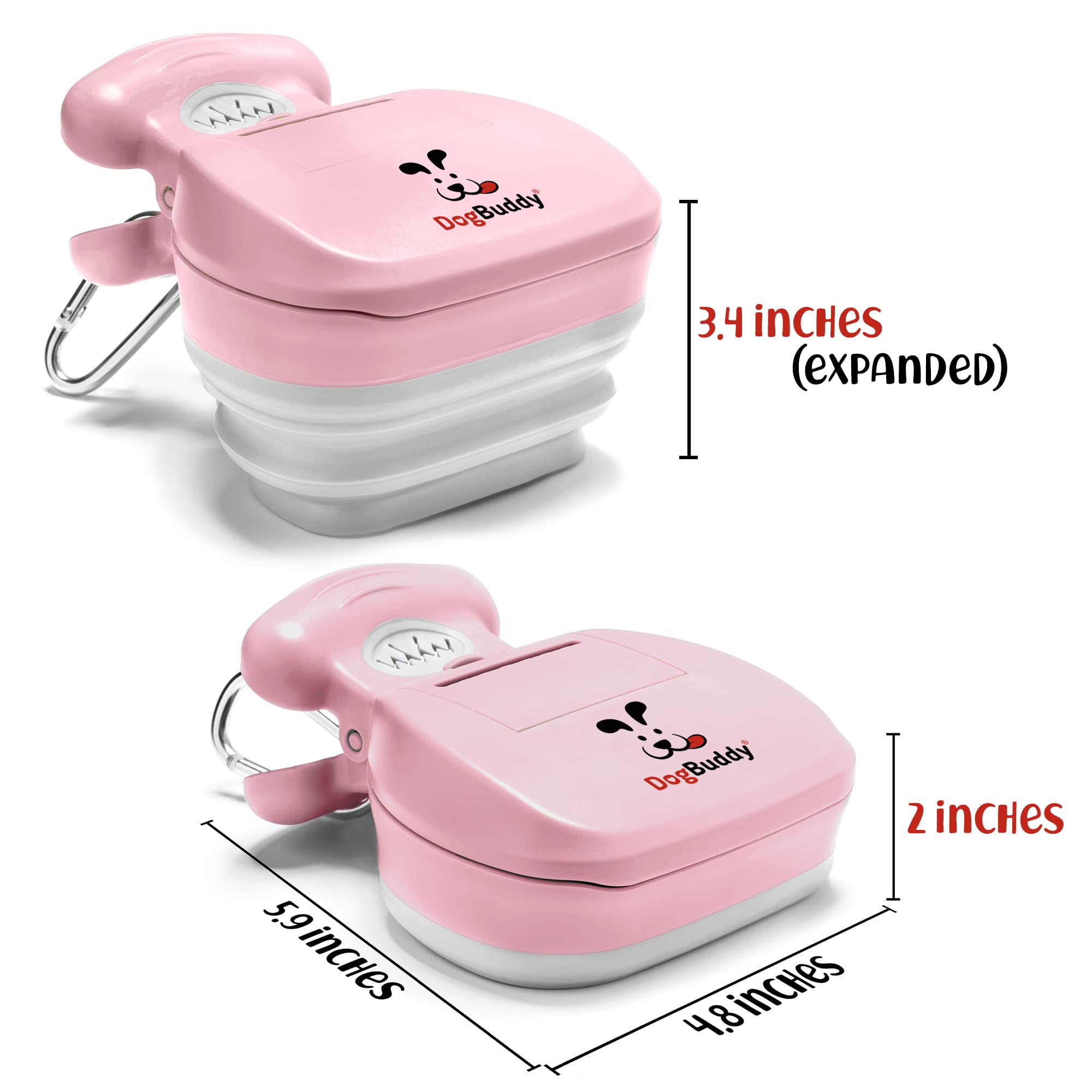 **DogBuddy Pooper Scooper for Small & Large Dogs - Portable Dog Waste Scoop with Bag Attachment, Leash Clip & Included Waste Bags (Medium, Pink) - Ideal for Parks, Backyards & Walks**