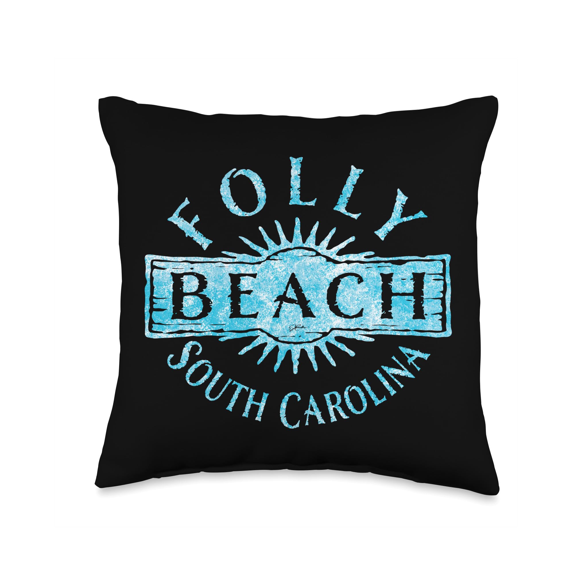 Folly Beach South Carolina Throw Pillow - Coastal Decor Cushion Cover for Sofa, Bed & Home Decor - Perfect Beach House Gift & Living Room Accent