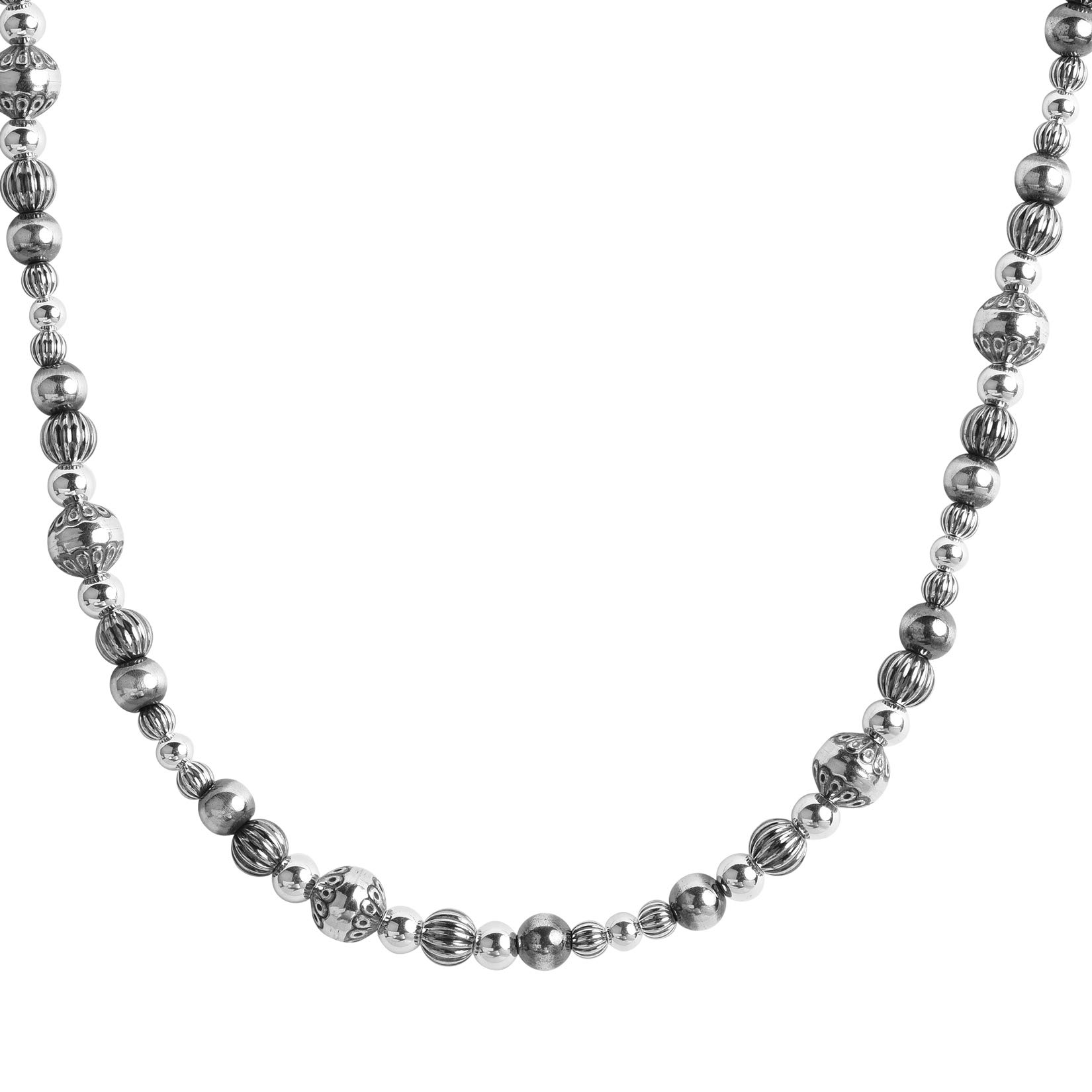 American West Jewelry Sterling Silver Native Pearl Mixed Beads Necklace 20 Inch - Perfect for Boho Fashion, Western Style & Special Occasions