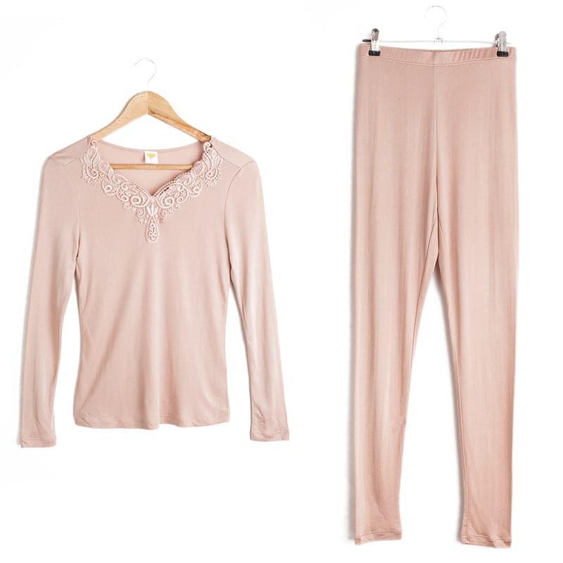 100% Pure Silk Thermal Underwear Set for Women - Soft & Warm Winter Base Layer for Cold Weather, Layering, and Indoor Comfort