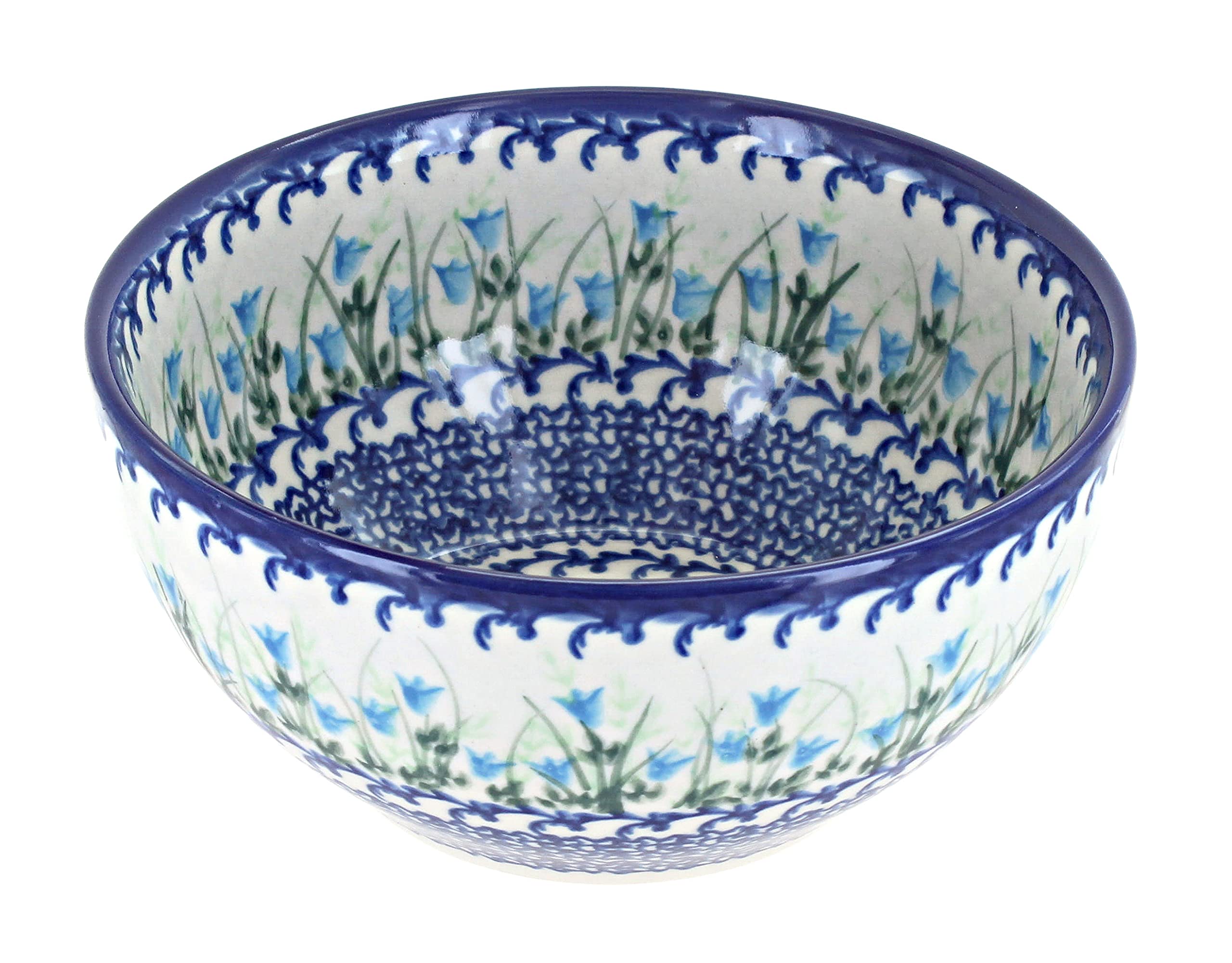 Handmade Blue Rose Polish Pottery Bowl - Ceramic Soup & Cereal Bowl for Breakfast, Dining & Decor - Perfect for Home, Kitchen & Gift Giving
