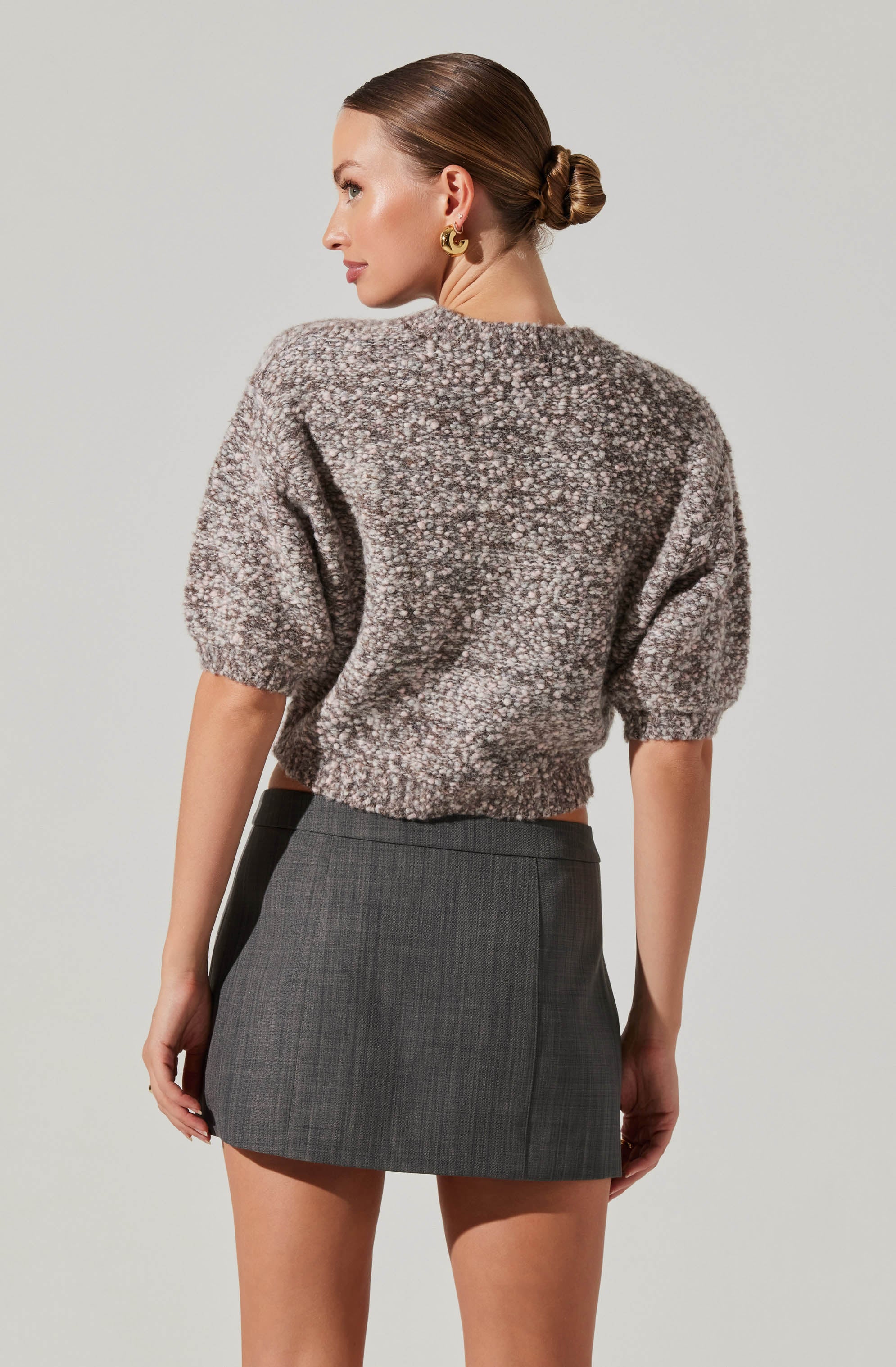 Colette Marled Cropped Sweater for Women - Soft Knit Pullover, Casual Short Sleeve Top for Spring & Summer Outfits | Perfect for Date Nights, Brunch & Weekend Getaways