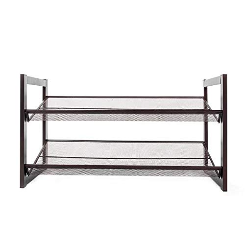 2-Tier Chrome-Plated Iron Shoe Rack for Entryway - Space Saving Shoe Organizer for Closet, Hallway & Mudroom Storage