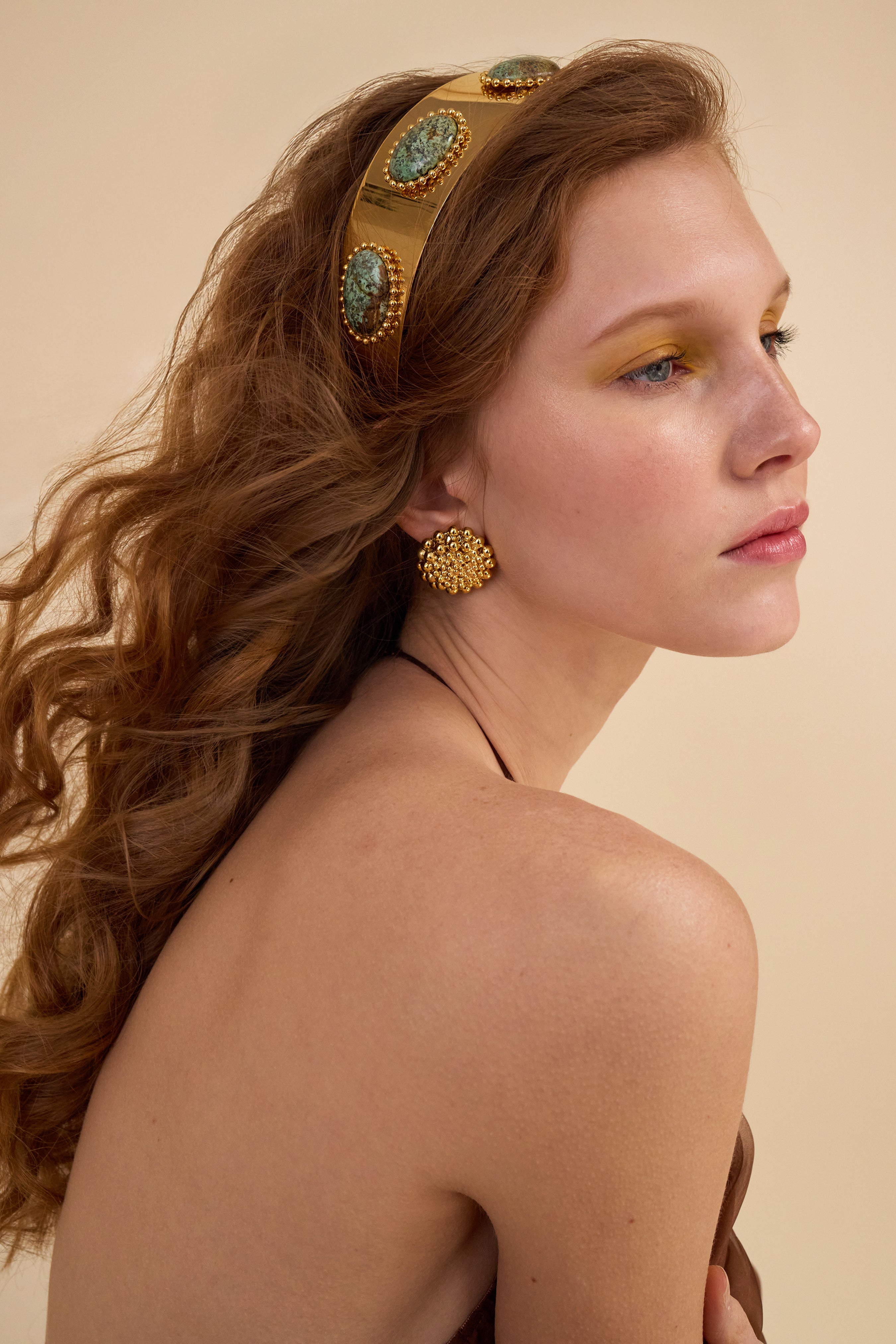 Stylish Liv Ballchain and Stone Wide Headband for Women - Fashionable Hair Accessory for Everyday Wear, Parties, and Special Occasions