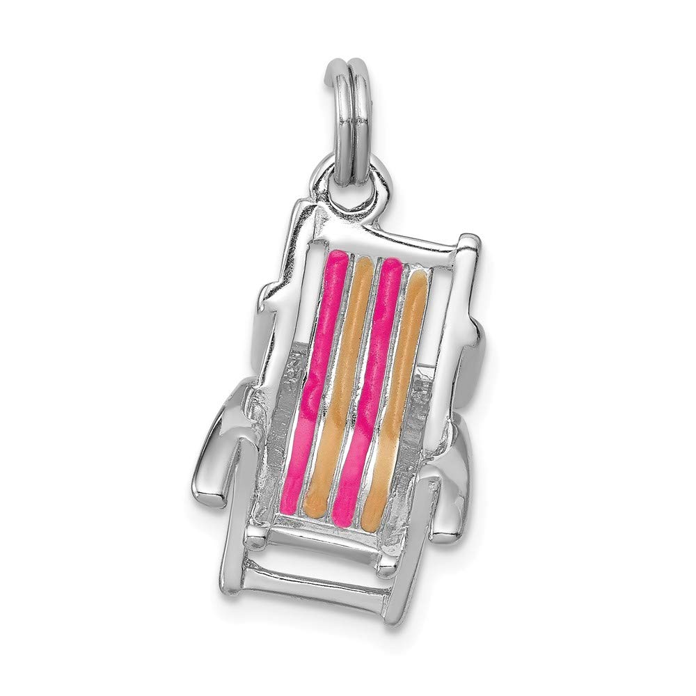 Jewels By Lux Sterling Silver Rhodium-plated Enamel Beach Chair Charm Pendant - Elegant Jewelry for Necklace, Bracelet & Keychain - Perfect for Beach Vacations, Summer Outfits & Gift Giving