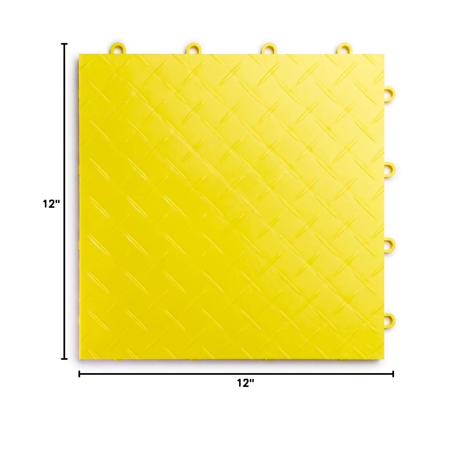 RaceDeck Diamond Plate Garage Floor Tiles - Durable Interlocking Modular Flooring (48 Pack, Yellow) for Home Garage, Workshop & Auto Showroom