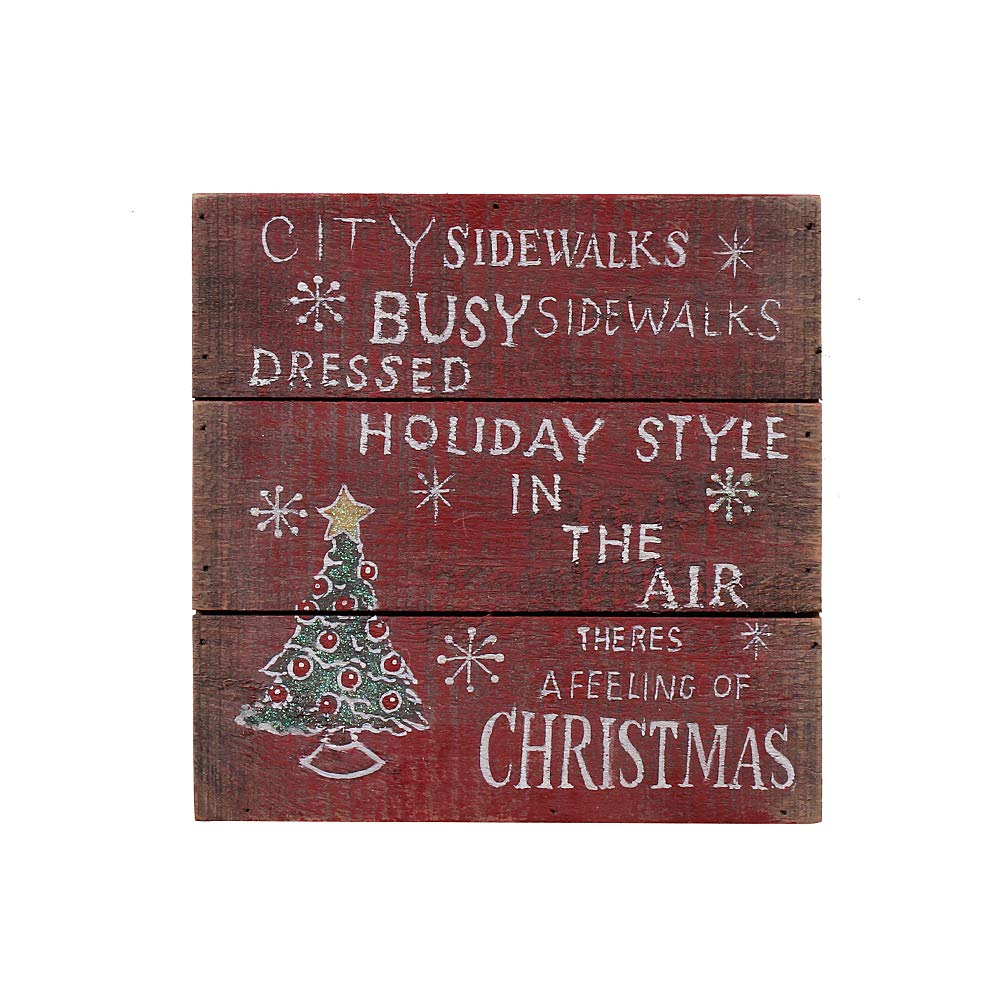 8” x 8” Wooden Wall Sign - City Side Walks Holiday Style - Rustic Table Sign & Decorative Wall Art for Home, Cafe, Office Decor - Perfect for Christmas, Living Room, Wedding & Farmhouse Decorations