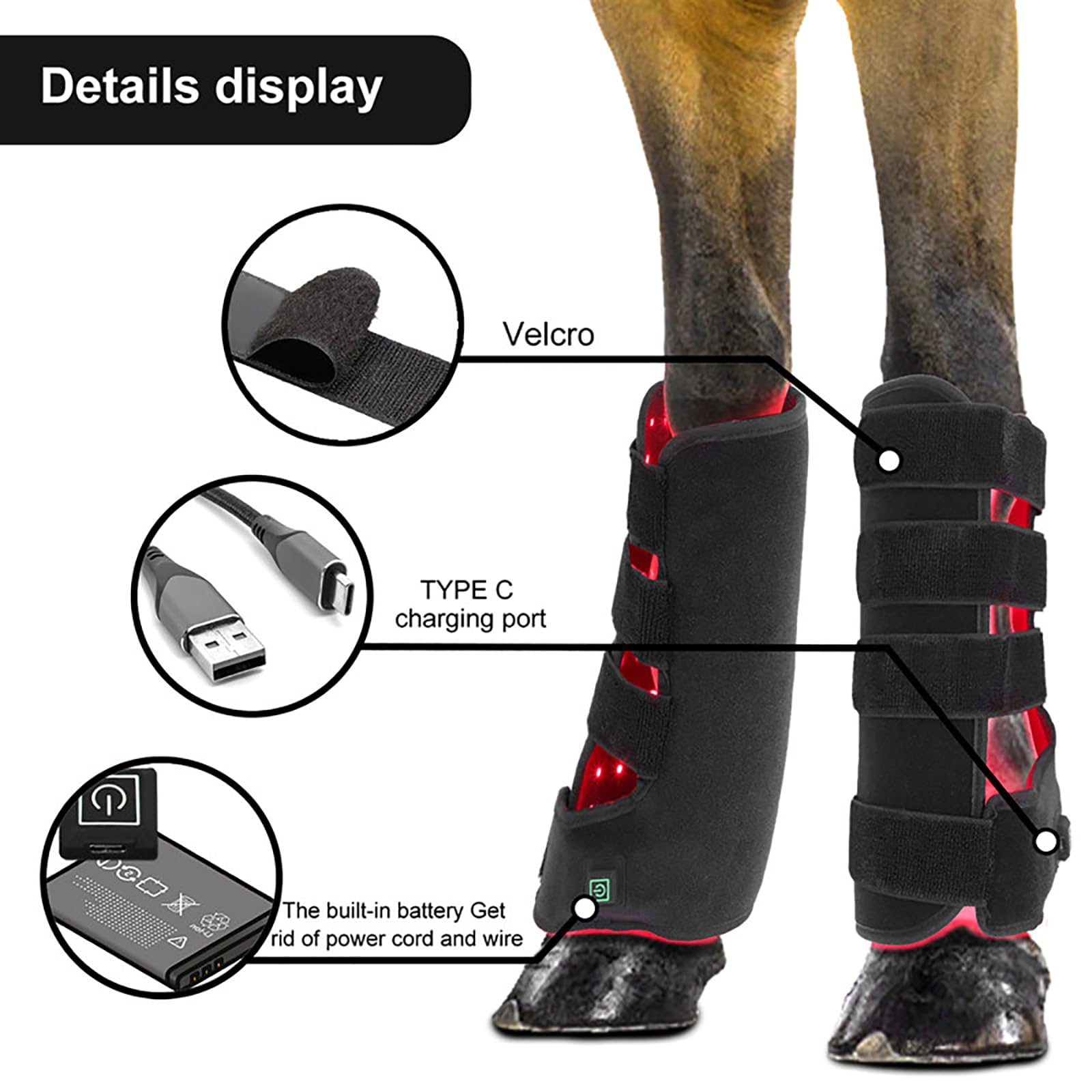 LED Red Light Therapy Boot for Horse Hooves - Infrared & Red Light Therapy Device to Relieve Leg Pain from Vigorous Exercise - Ideal for Post-Workout Recovery & Equine Wellness (1pc)