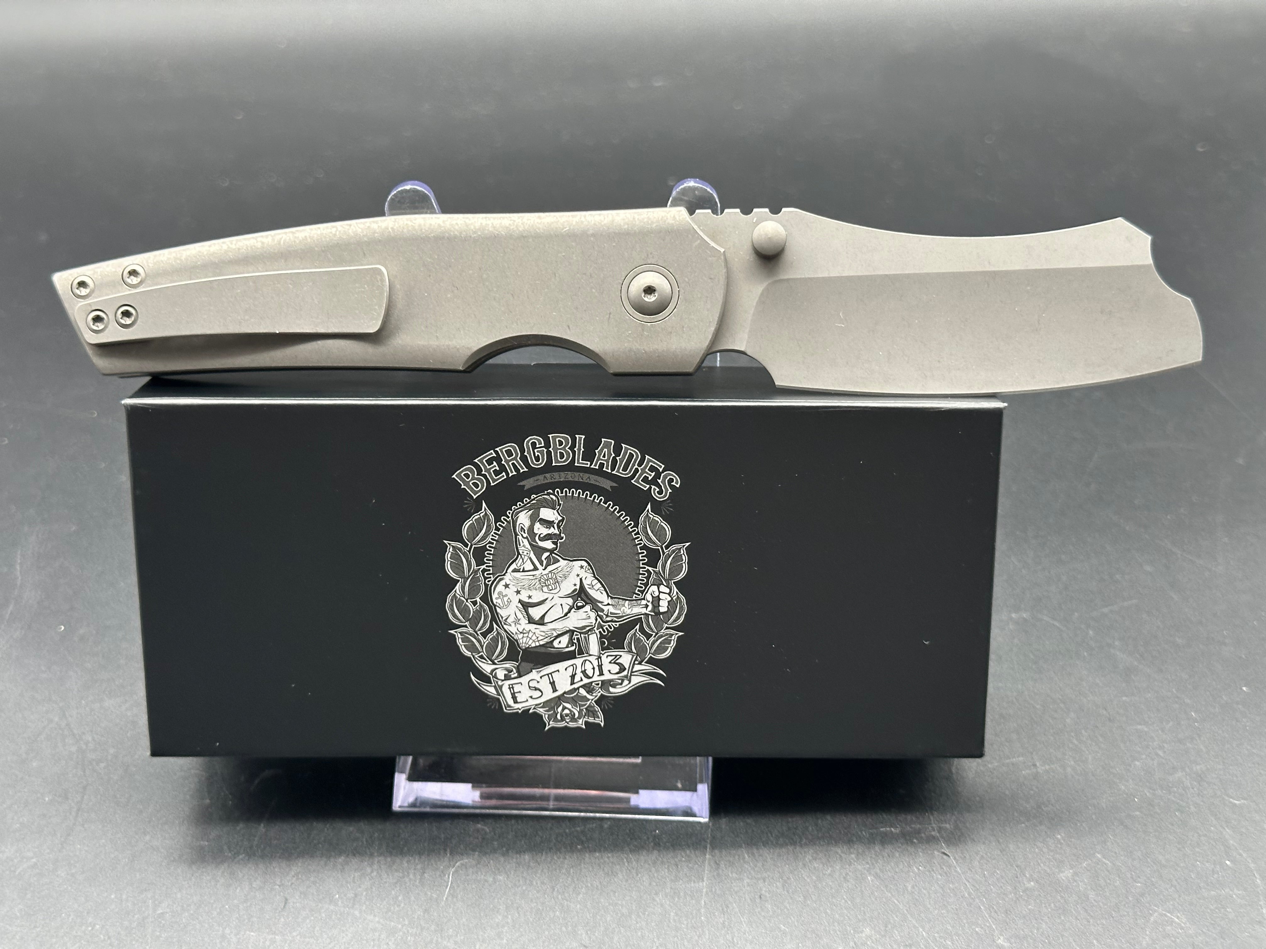 Premium Berg Button Lock Barber Knife - M390 Dark Stonewashed Blade - Professional Grooming & Outdoor EDC - Perfect for Barbers, Camping & Everyday Carry