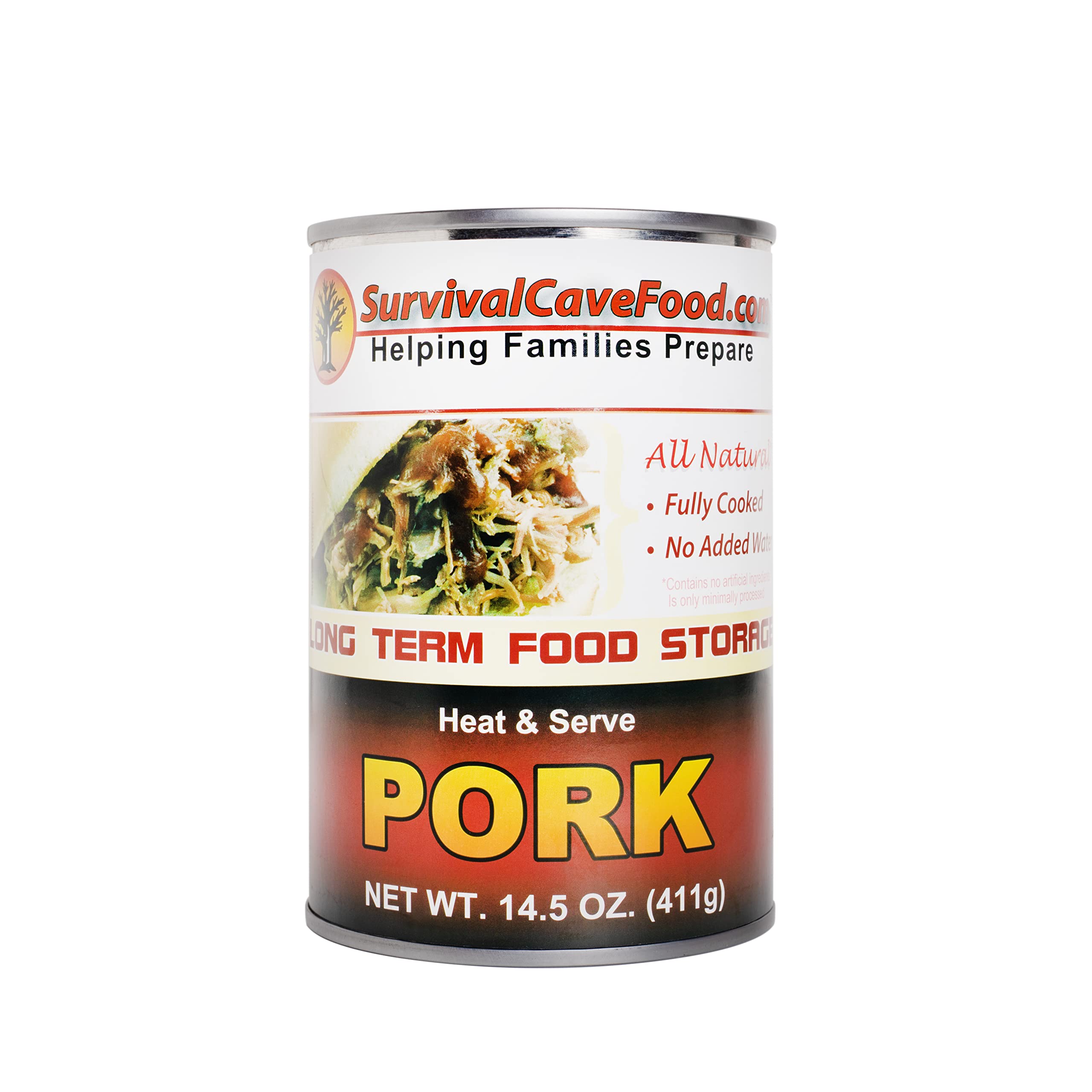 Long Term Survival Food - Emergency Ready to Eat Canned Pork (14.5 oz, 6-Pack) | Perfect for Camping, Hiking & Disaster Preparedness