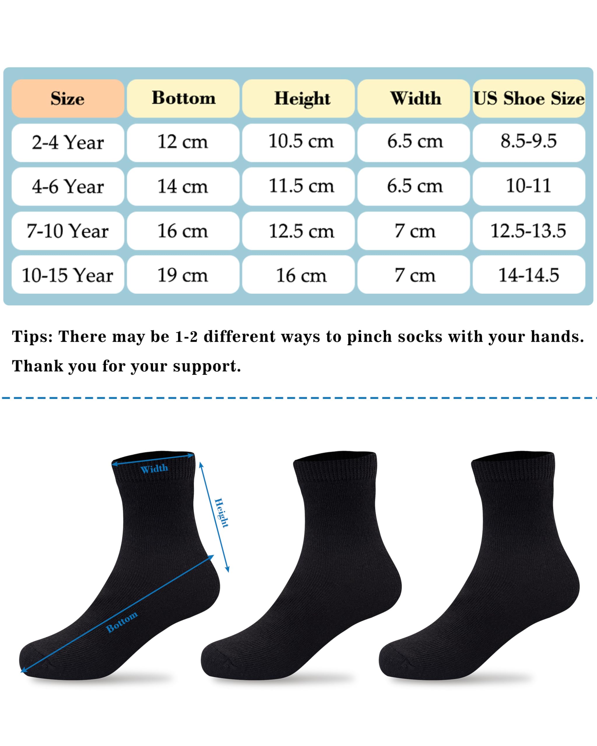 Duufin 12 Pairs Toddler Kids Crew Socks - Soft Cotton Mid-Calf Athletic Socks for Boys & Girls - Perfect for School, Sports & Everyday Play