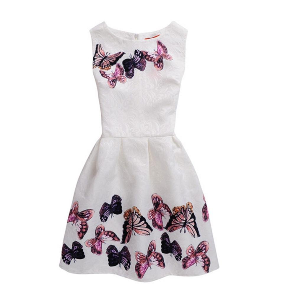 kaiCran Summer Sleeveless Printed Princess Dress for Girls - Kids Party & Wedding Outfit - Perfect for Birthday, Photo Shoots & Special Occasions
