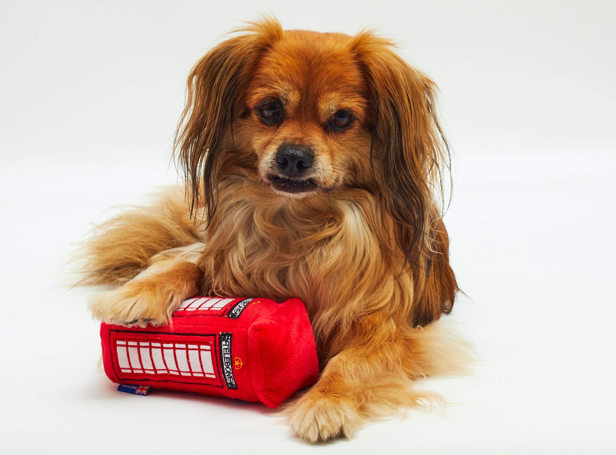 PetLondon British Red Telephone Box Plush Dog Toy with Squeaker - 6