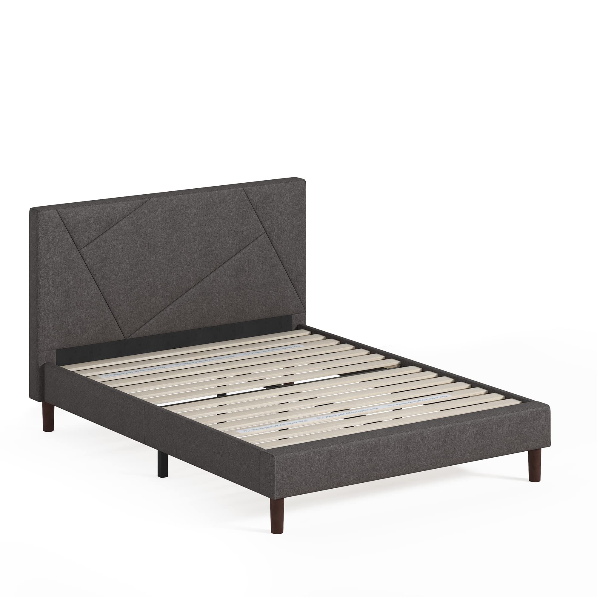 ZINUS Judy Upholstered Platform Bed Frame - Full Size Grey - No Box Spring Needed with Wood Slat Support - Easy Assembly Mattress Foundation for Bedroom, Guest Room & Dorm