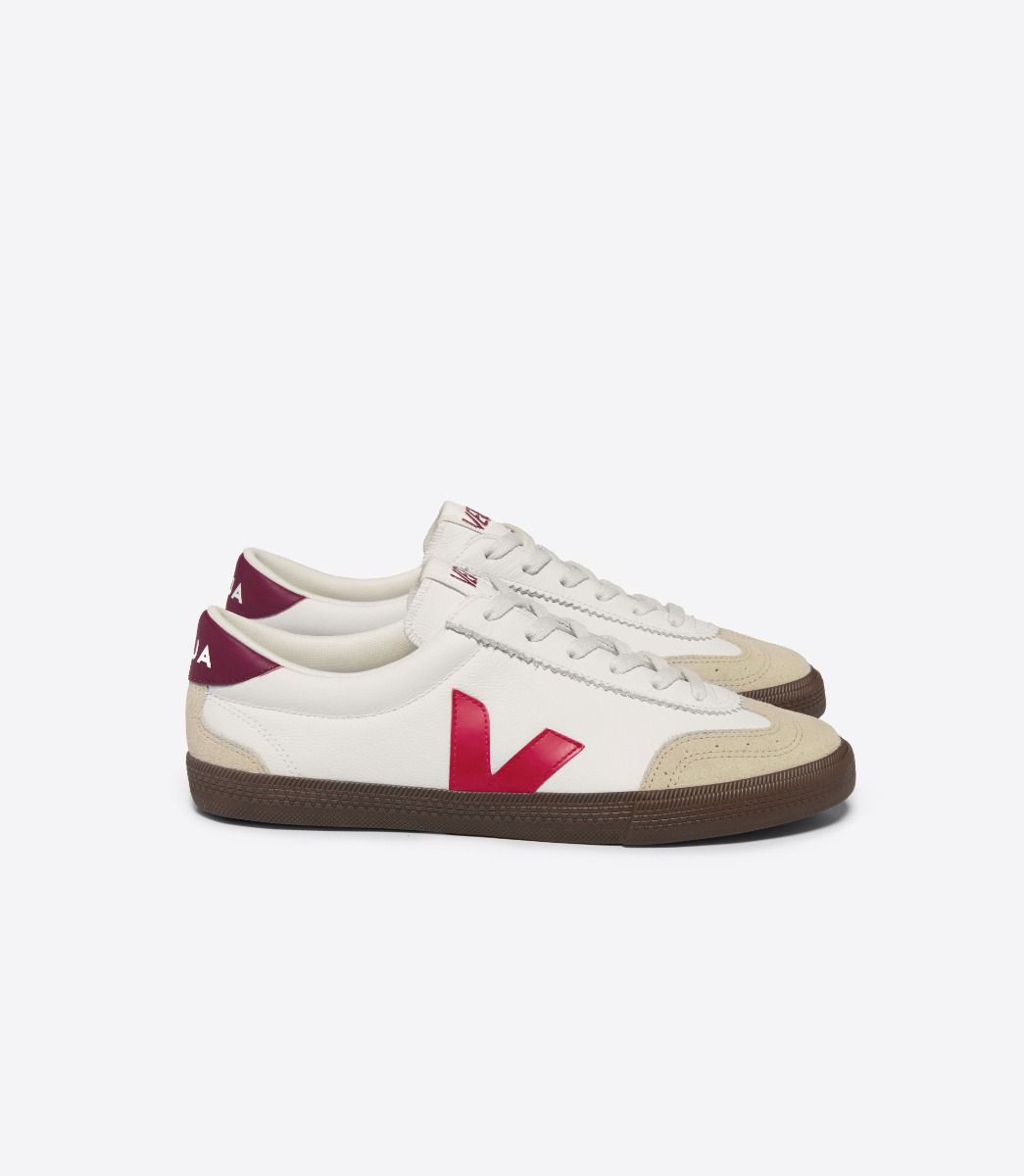 Veja Volley Leather Sneakers - White Pekin Bark | Vegan & Sustainable Shoes for Men & Women | Perfect for Casual Wear, Work & Eco-Friendly Fashion