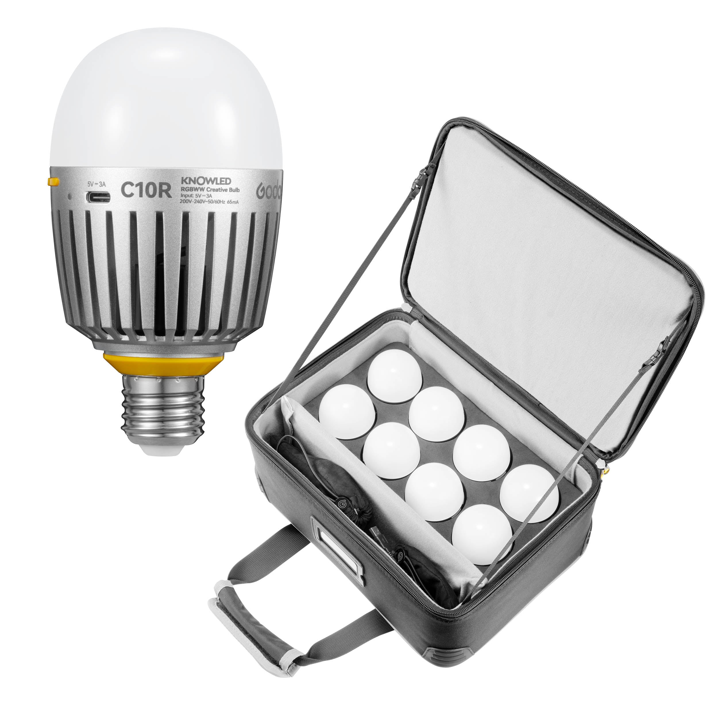 KNOWLED C10R K8 E27 RGBWW Smart LED Bulb - 8 Pack Color Changing Light Bulbs with App Control, Dimmable for Home, Party, and Stage Lighting - Perfect for Bedroom, Living Room, and Photography Lighting