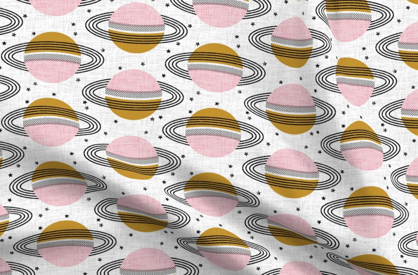 Planet Sky Space Outer Space Planets Mid Mod Printed Cotton Poplin Fabric - Fat Quarter for Sewing, Quilting, Dresses & Apparel - DIY Craft Projects & Home Decor
