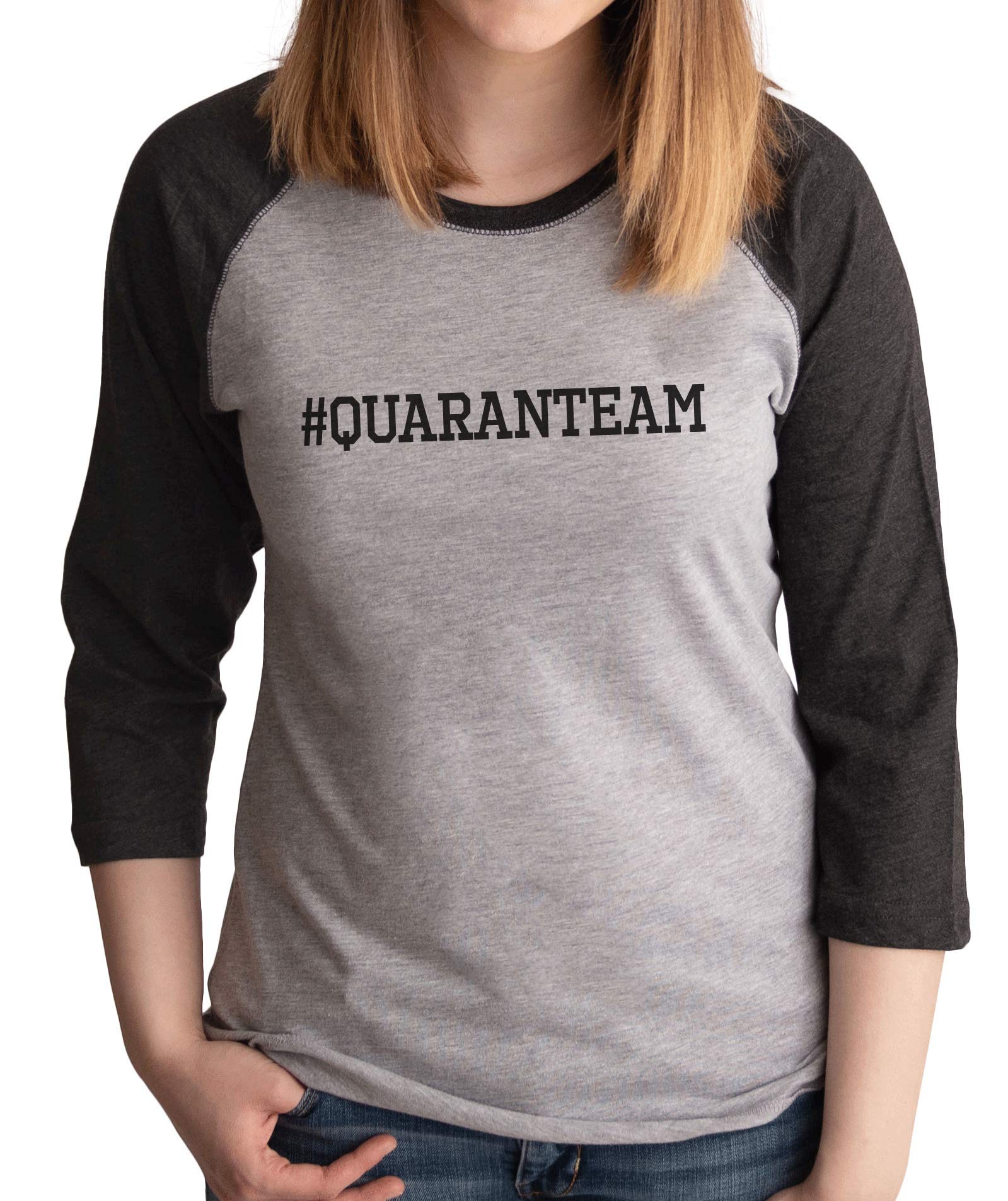 7 ate 9 Apparel Women's Funny 'Quaranteam' Grey T-Shirt - Perfect for Quarantine Days & Casual Wear