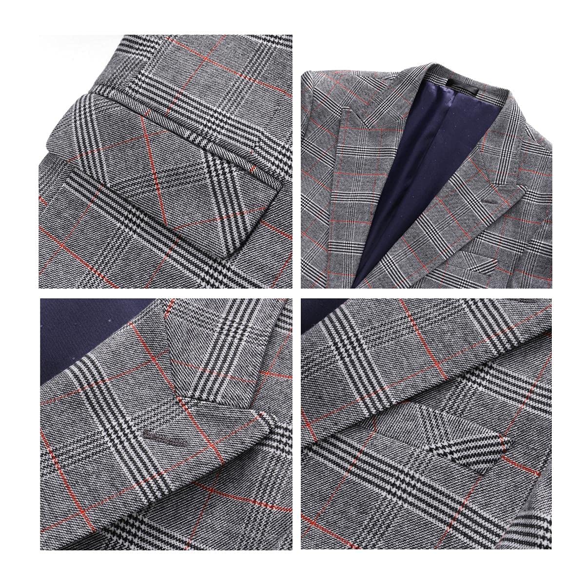 3 Piece Men's Suits - Single Breasted Check Plaid Formal Blazer Set for Prom, Wedding & Business Events | Stylish One Button Jacket with Vest & Pants