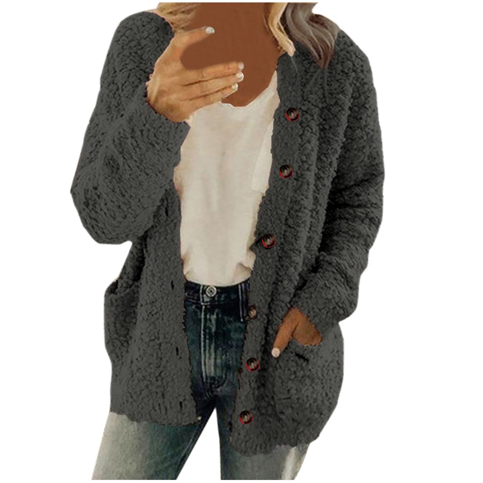 2024 Women's Winter Coat - Soft Fleece Jacket with Fuzzy Sherpa Lining | Open Front Cardigan Style | Warm Casual Outerwear for Cold Weather | Perfect for Work, Travel & Daily Wear