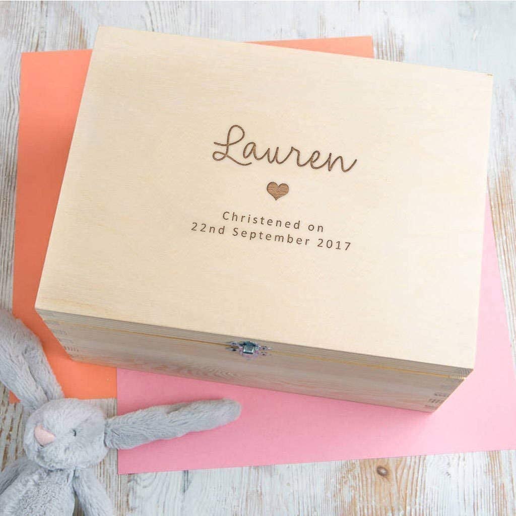 Personalized Baptism Keepsake Box for Baby Girls & Boys - Engraved Wooden Memory Box - Perfect Christening Gift for Godparents & Family - Ideal for Baptism, First Communion & Baby Shower Gifts