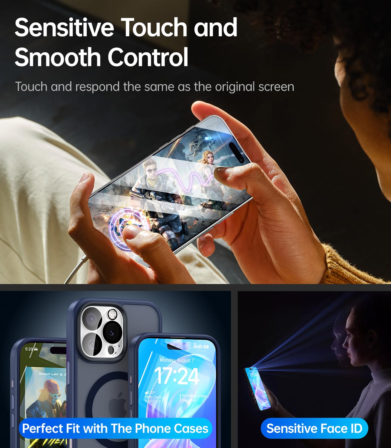 Meifigno 4 Pack iPhone 16 Pro Screen Protector [2X HD Clear + 2X Privacy] with Camera Lens Protector, 9H Hardness Tempered Glass, Shatterproof & Case Friendly for iPhone 16 Pro (6.3 Inch) - Perfect for Office, Travel & Daily Protection