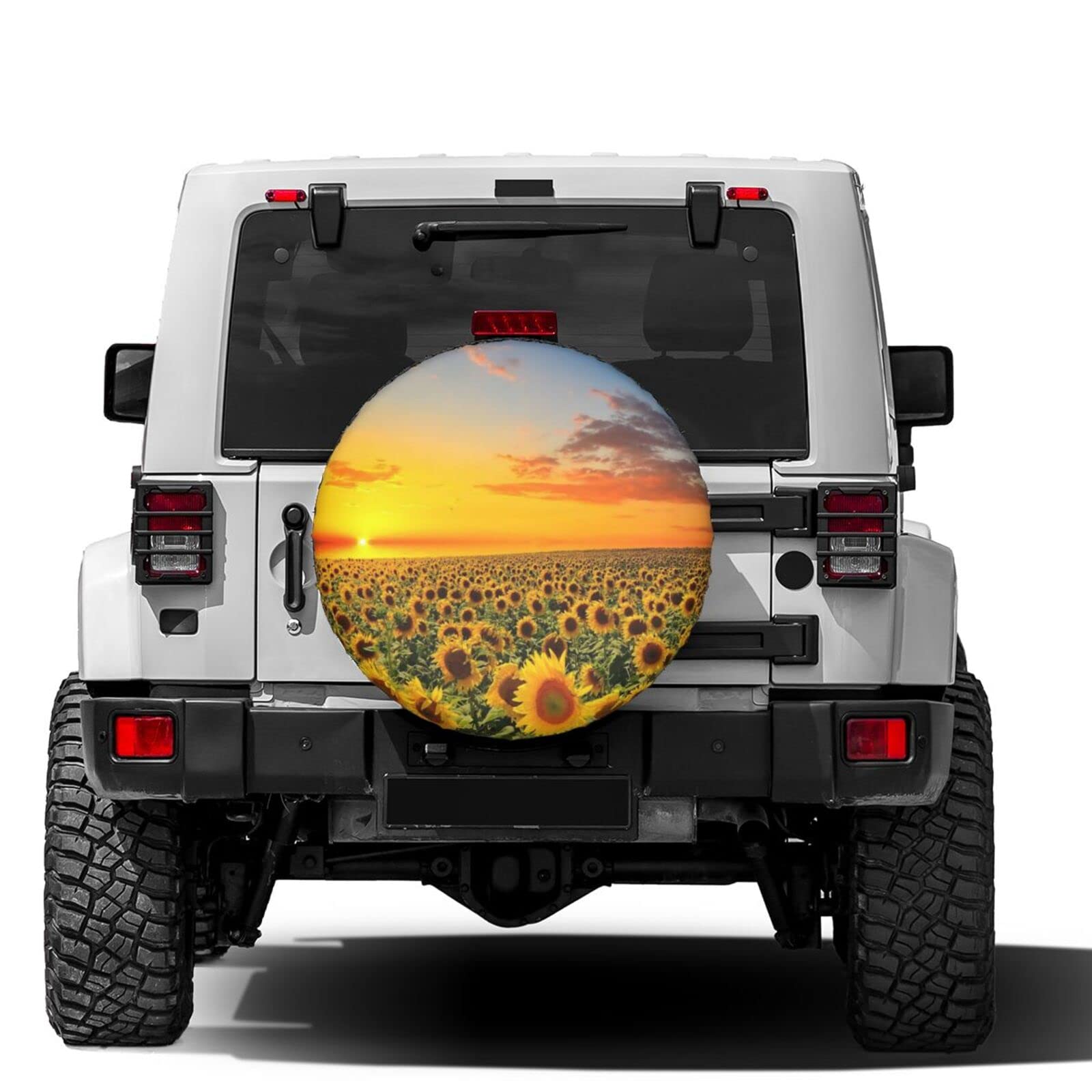 Sunflower Sunset Spare Tire Cover - 14 Inch Dust-Proof Wheel Protector for Trailers, RVs, SUVs & Vehicles | Perfect for Road Trips & Outdoor Adventures