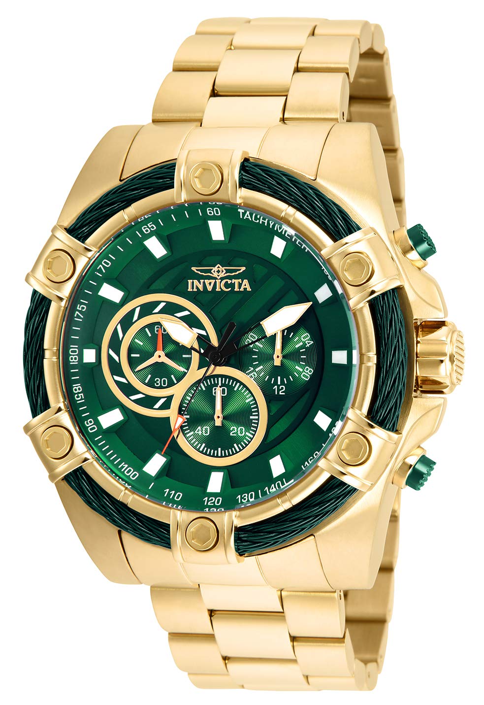 Invicta Men's Bolt Quartz Watch - Gold-Tone Stainless Steel, Black Dial, Date Display - Water Resistant, Durable for Casual, Business & Outdoor Activities