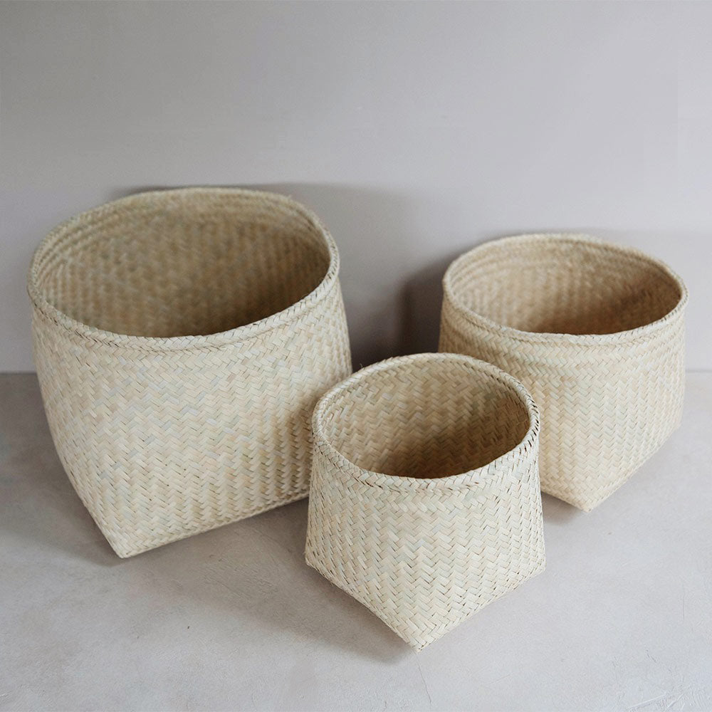 Handwoven Natural Palm Basket with Square Base - Perfect for Picnics, Home Decor, and Storage | Eco-Friendly & Durable