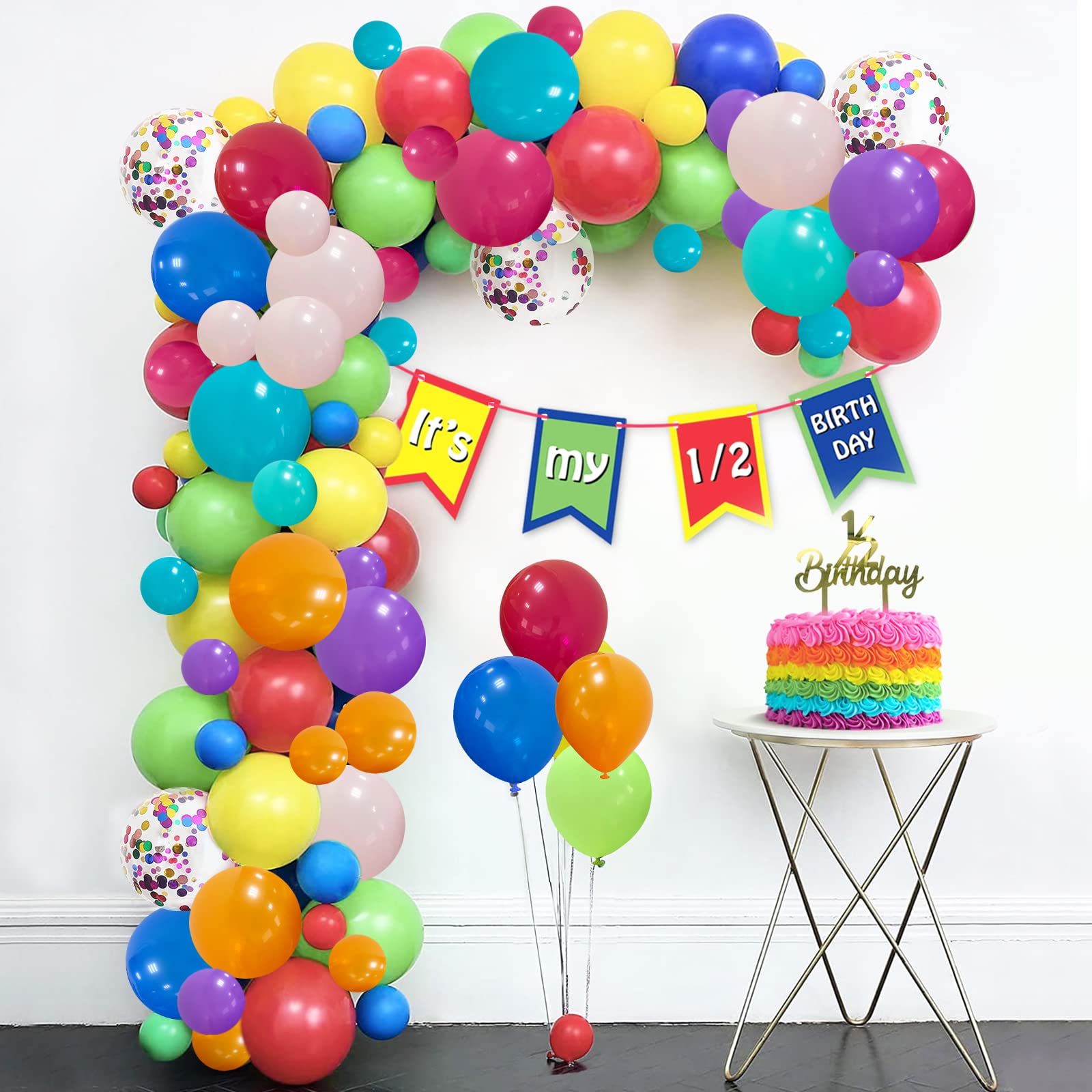 114pcs Rainbow Balloons Arch Kit - Assorted Color Latex Balloons for Kids Birthday Party Decorations | Perfect for Birthday, Baby Shower, Wedding & Graduation Decor