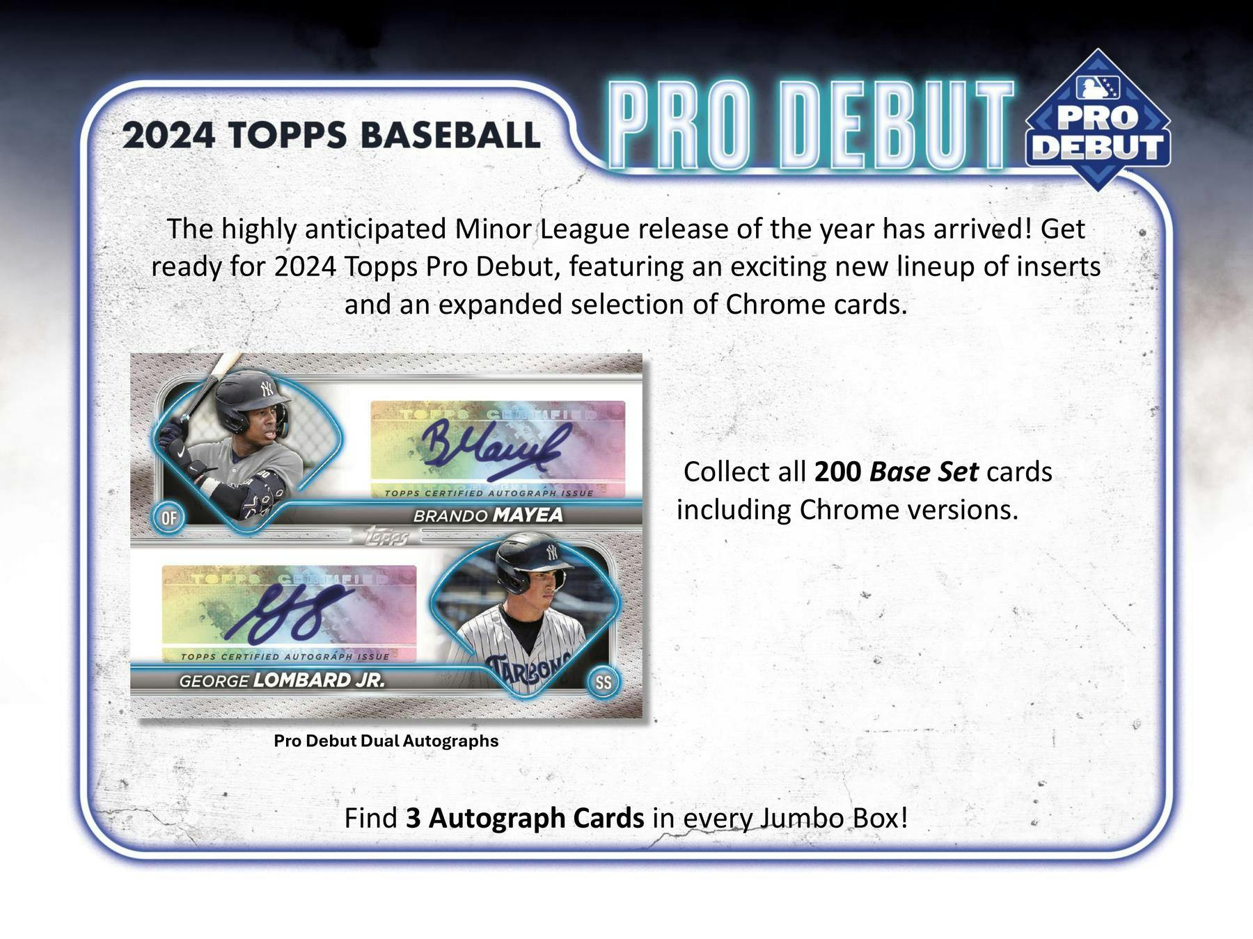 2024 Topps Pro Debut Baseball Hobby Jumbo Box - 24 Packs with Autograph & Relic Cards - Perfect for Collectors & Fantasy Baseball Fans (MLB Prospects Edition)