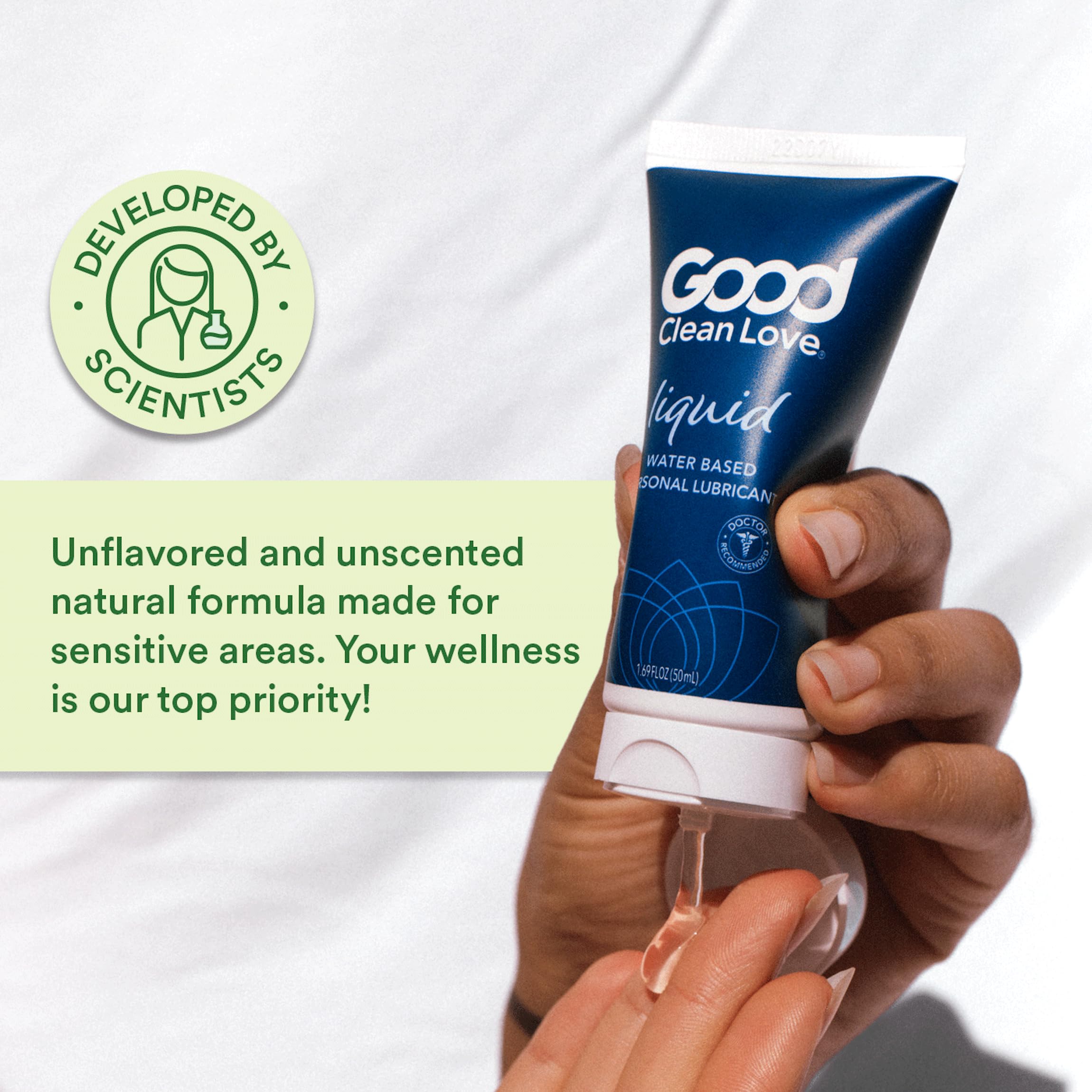 Good Clean Love Liquid Water-Based Lube with Hyaluronic Acid | Premium pH-Balanced Personal Lubricant for Men & Women | Safe for Adult Toys & Condoms | Hydrating Intimate Wellness Gel (1.69 Oz) | Perfect for Sensitive Skin, Couples & Solo Play